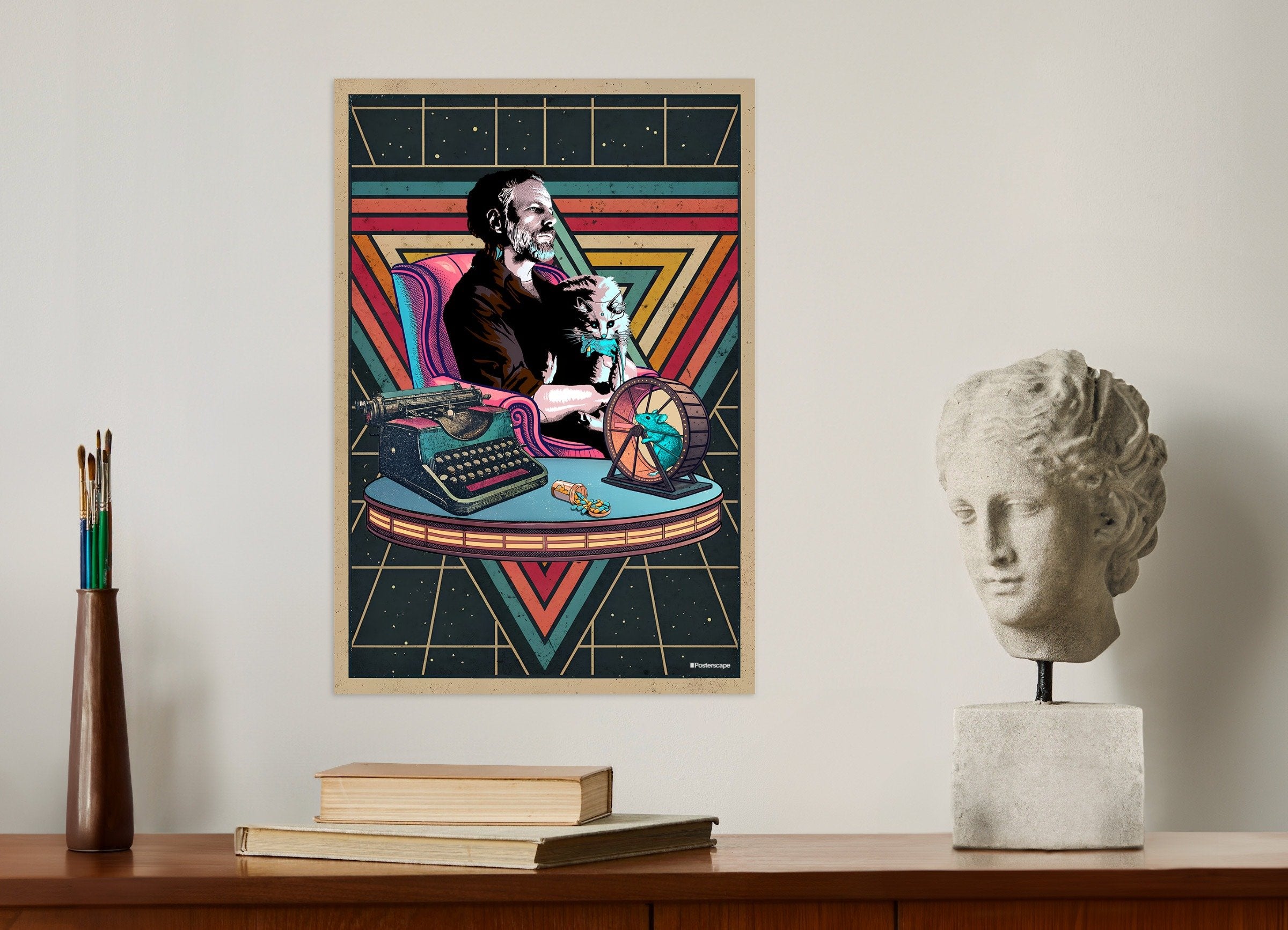 Philip K. Dick Quote Poster - "Ik Ben Levend En Jij Bent Dood" - Retro Sci-Fi Poster