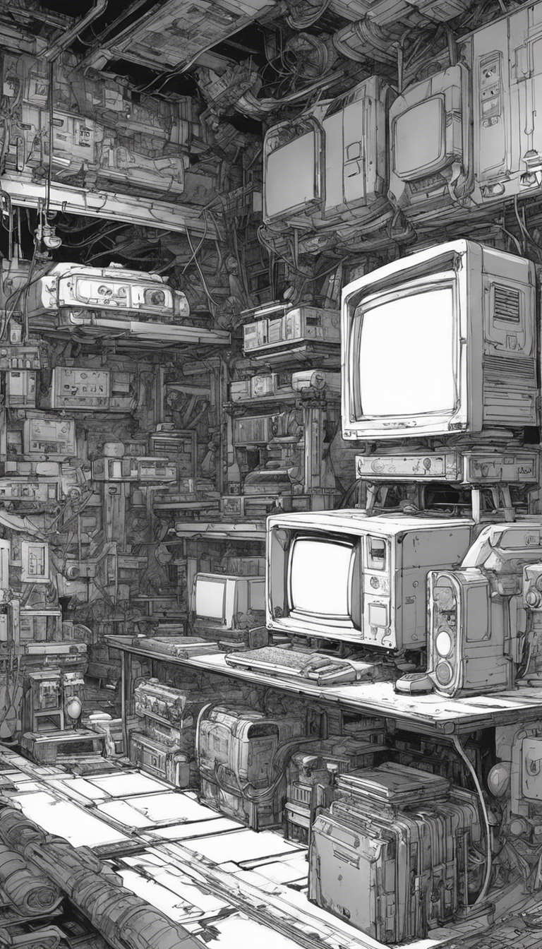 Hedendaagse zwarte cyberpunk manga, Videogameconsole - Poster