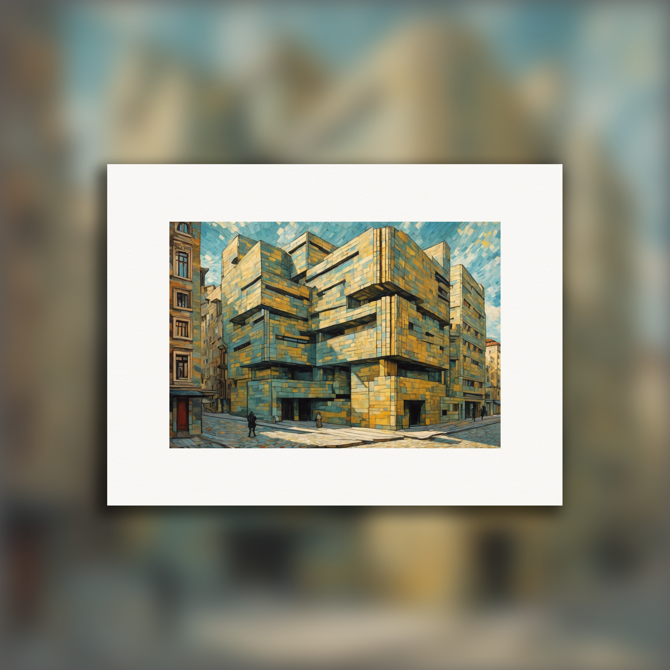 Schilderij dat de gepassioneerde turbulentie van de natuur en menselijke emotie vastlegt, Architectuur - Poster