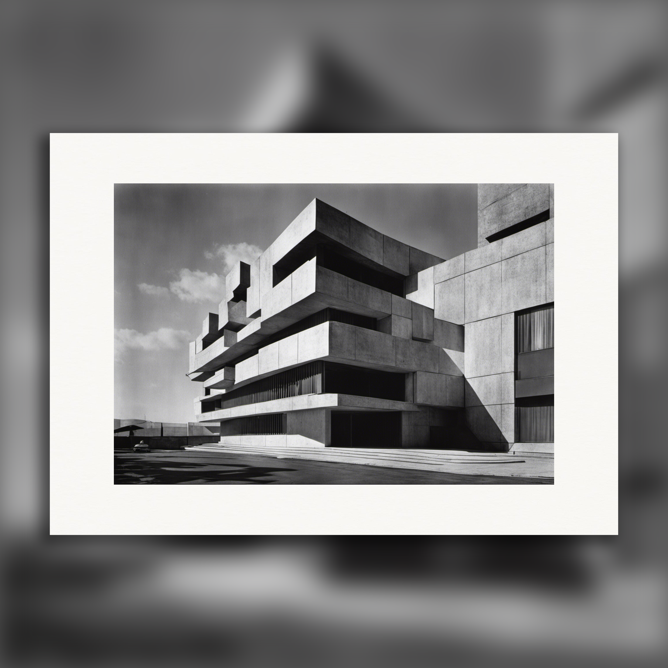 Abstracte foto's gebaseerd op elementen van de natuur en geometrische patronen, Brutalistische architectuur - Poster