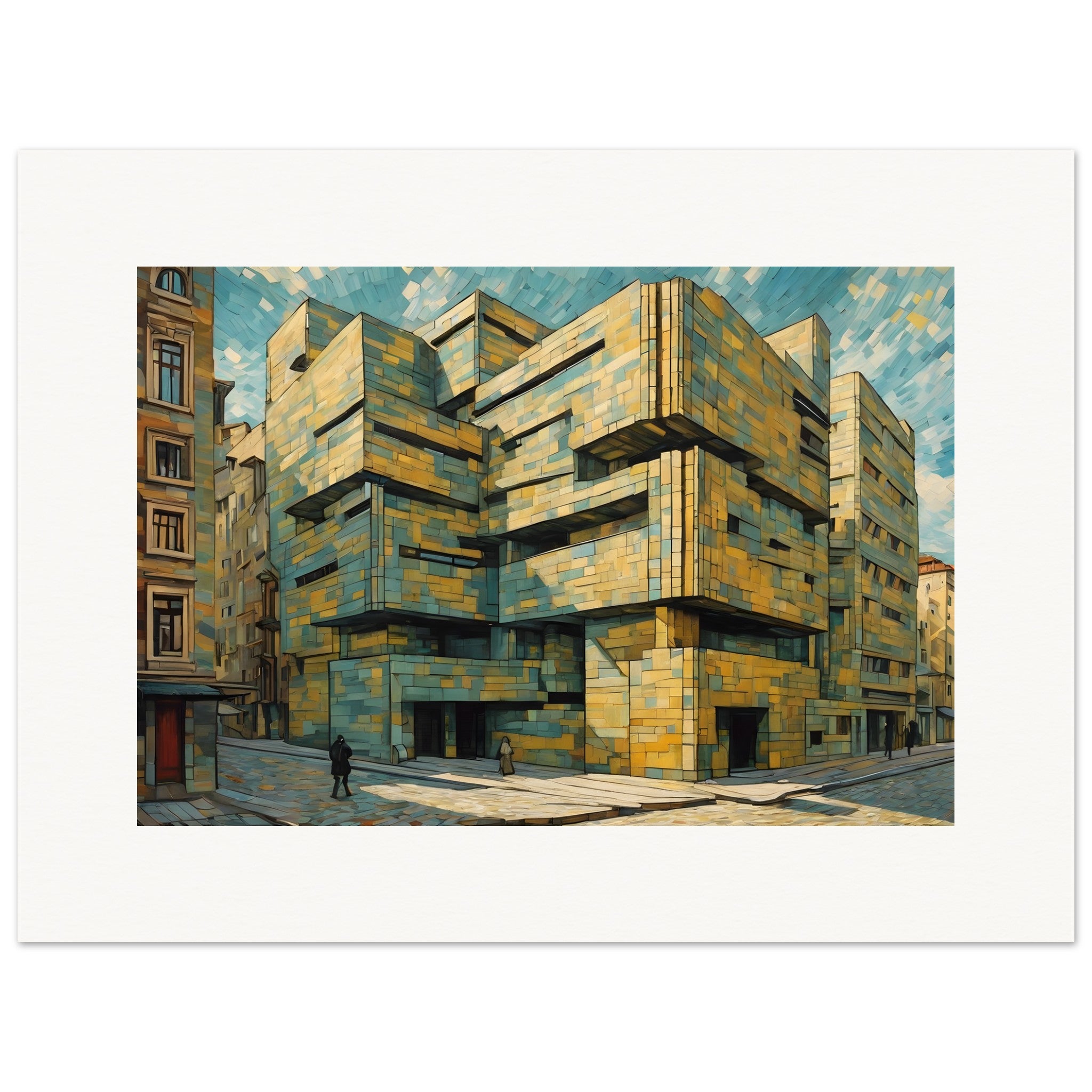 Schilderij dat de gepassioneerde turbulentie van de natuur en menselijke emotie vastlegt, Architectuur - Poster