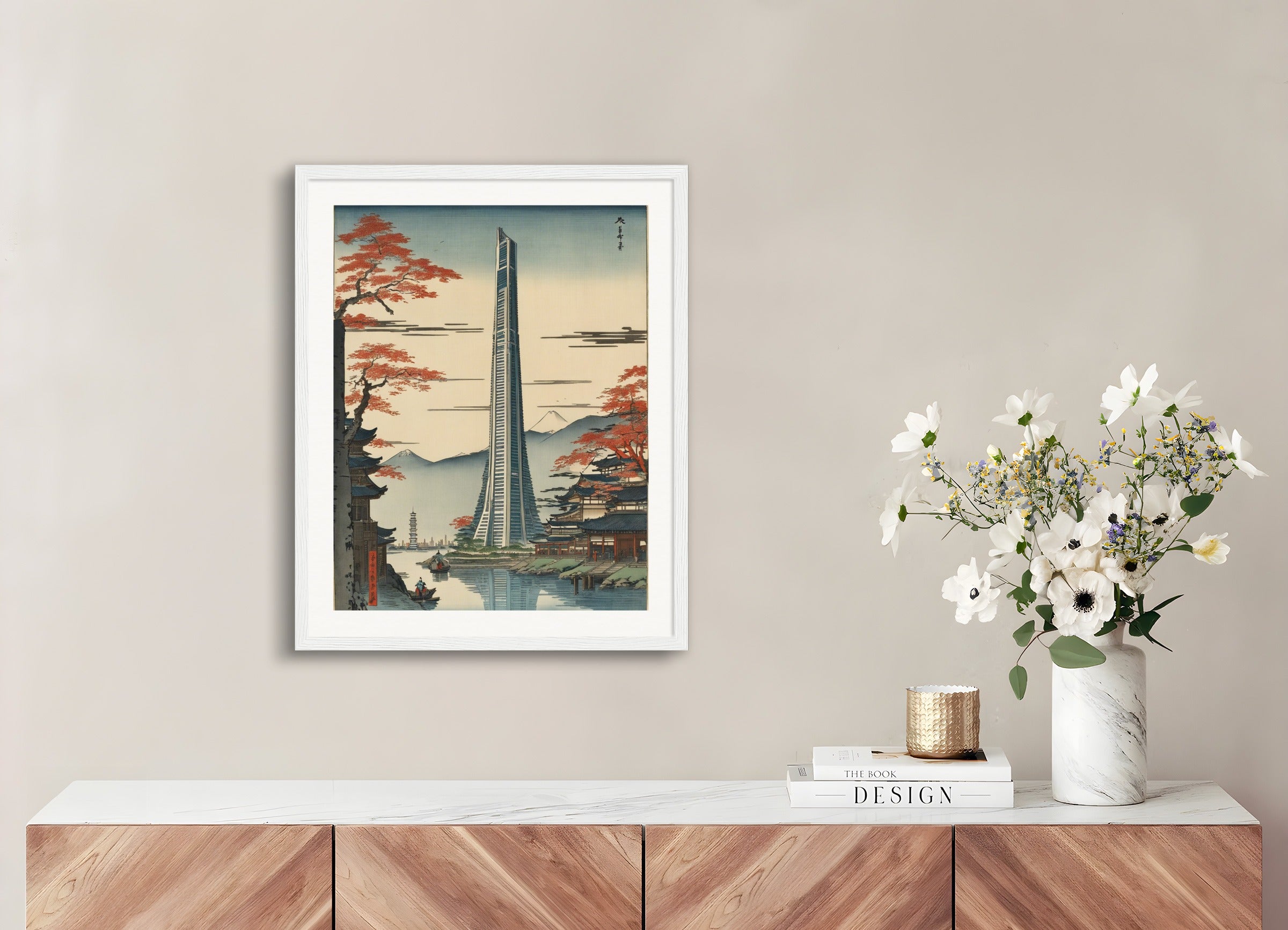 Poster with wood frame: Hiroshige,