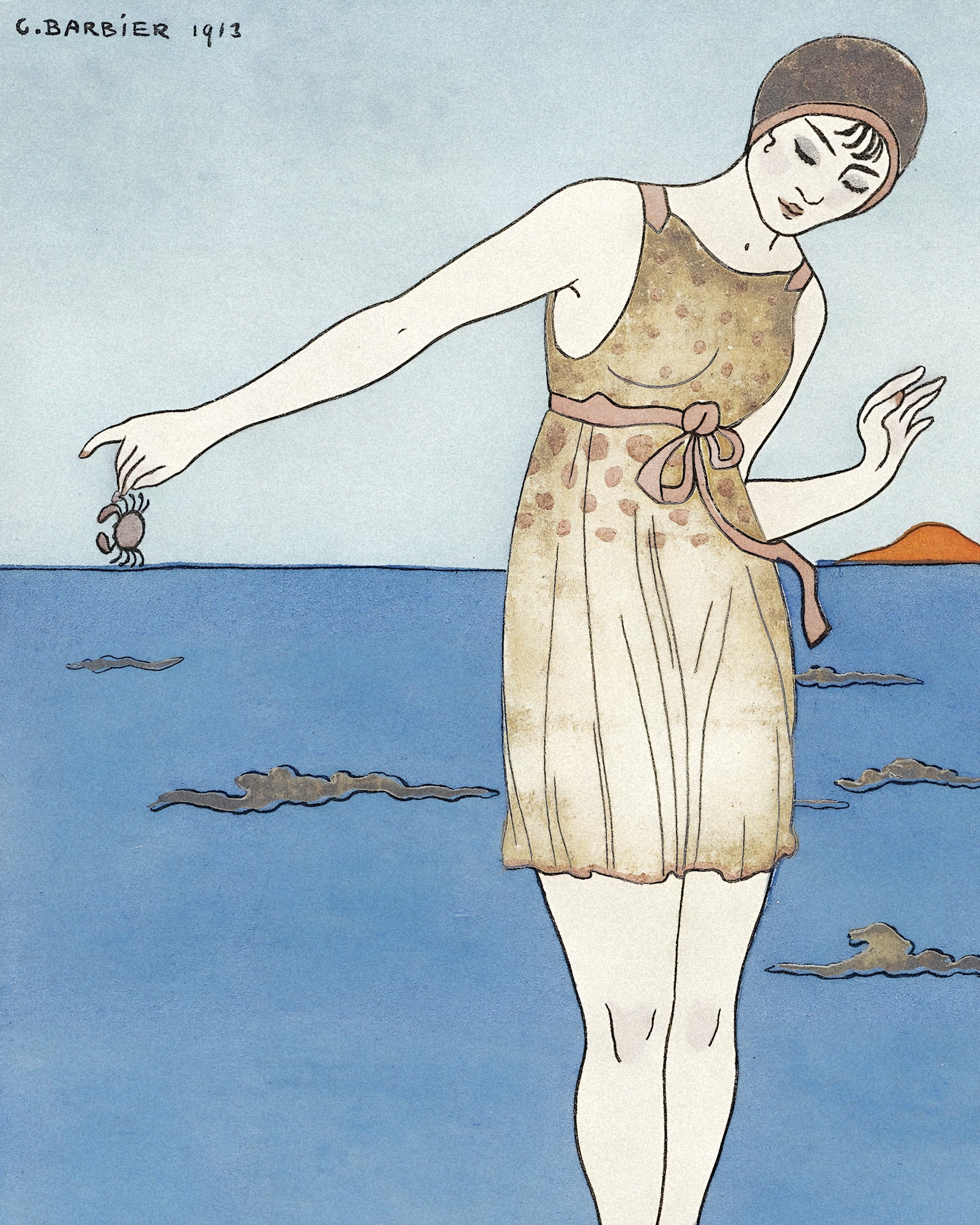"Costume de Bain" door Georges Barbier (1913) - Art Deco Poster