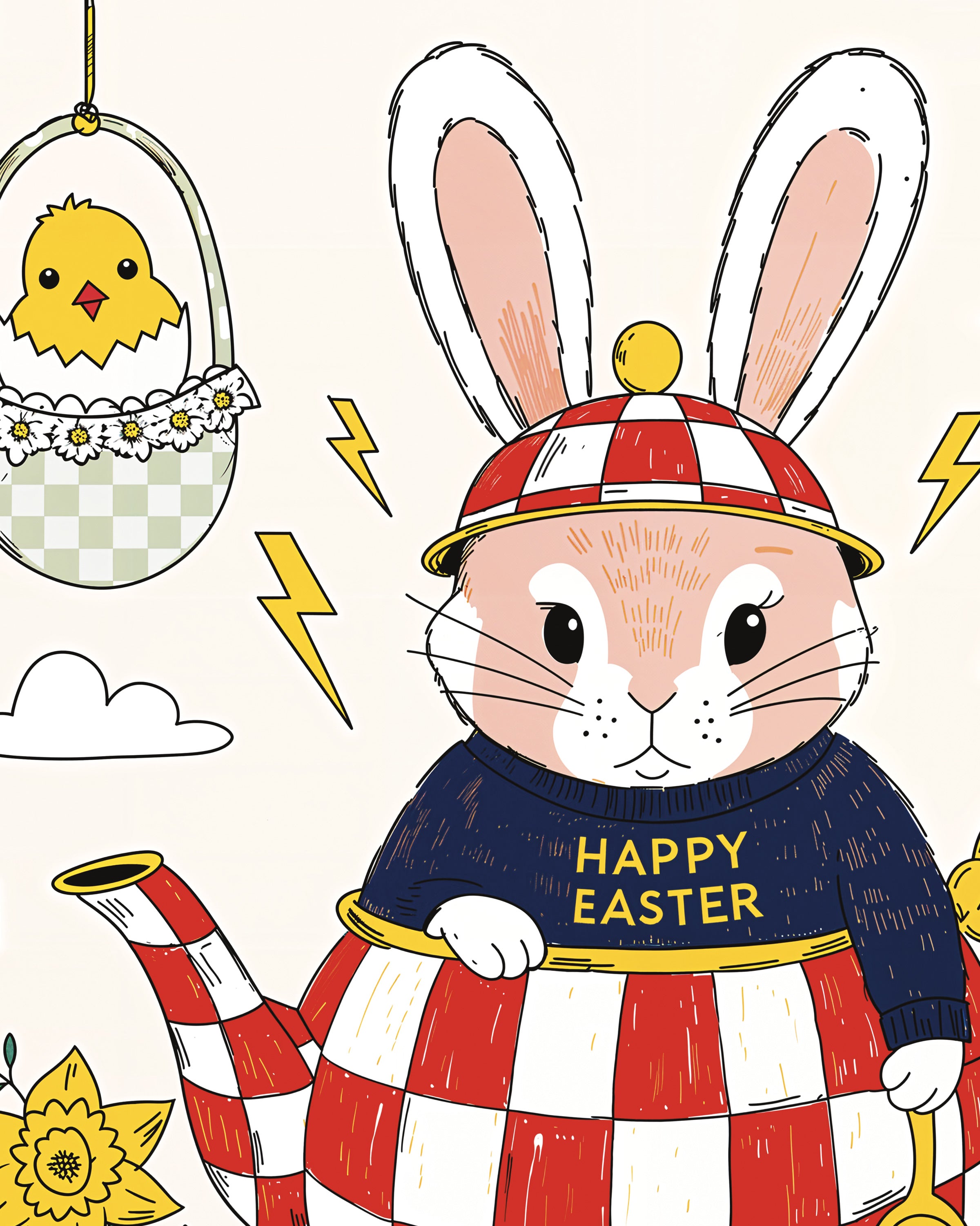 Lentebries - Konijnen Theepot en Narcissen Poster