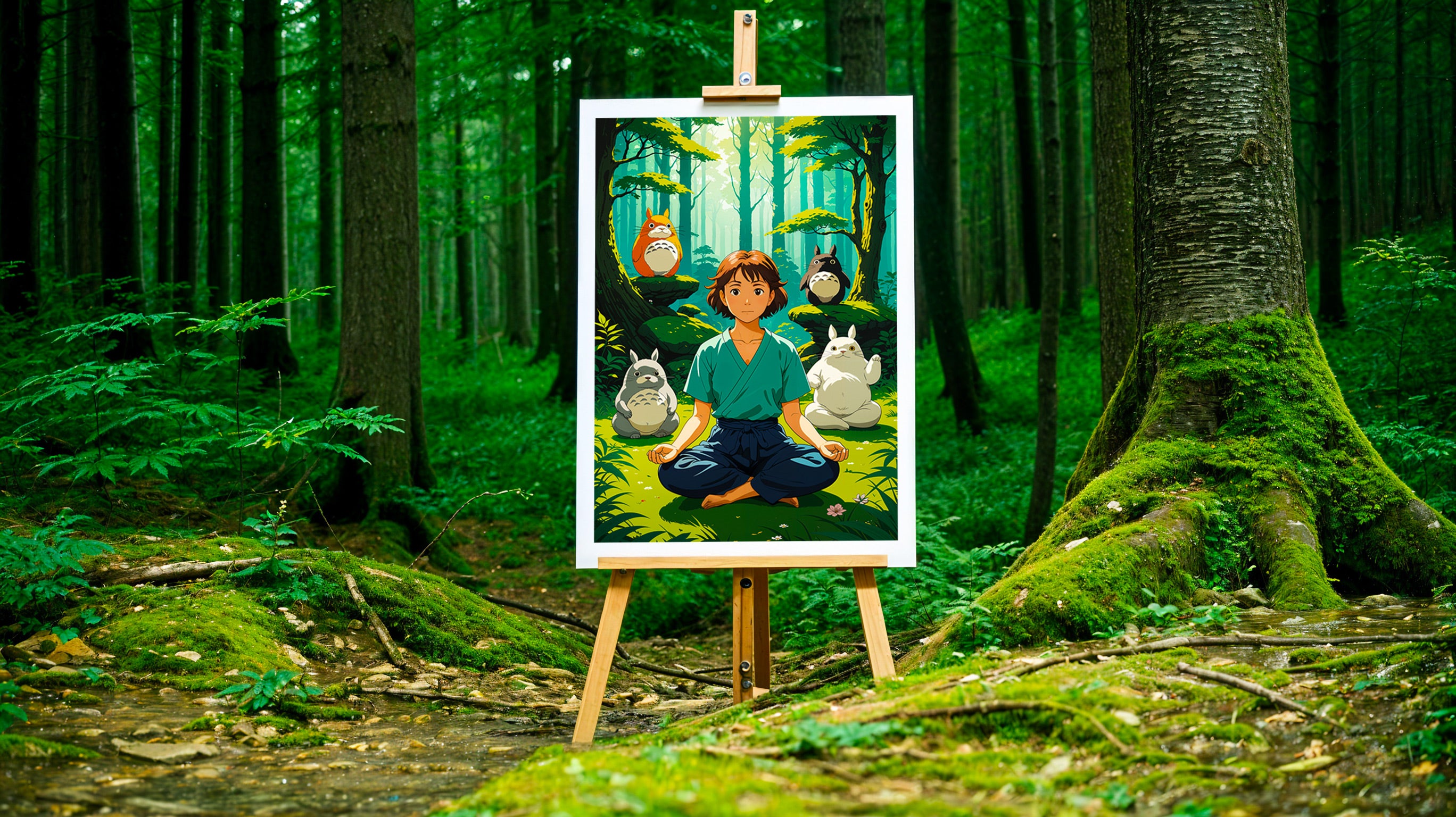 Studio Ghibli Poster, Totoro en Meditatie