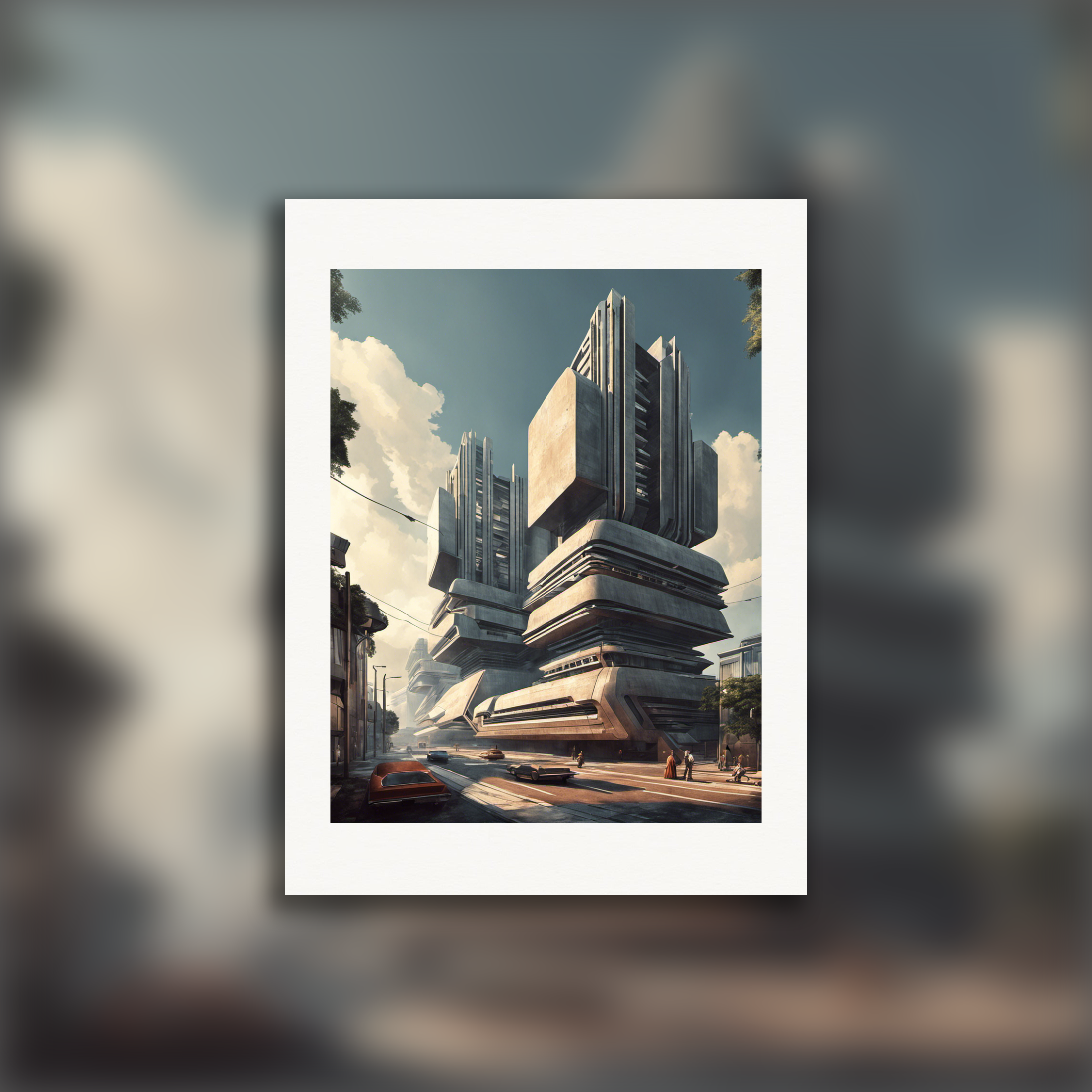 Retro toekomst, brutalistische architectuur - Poster