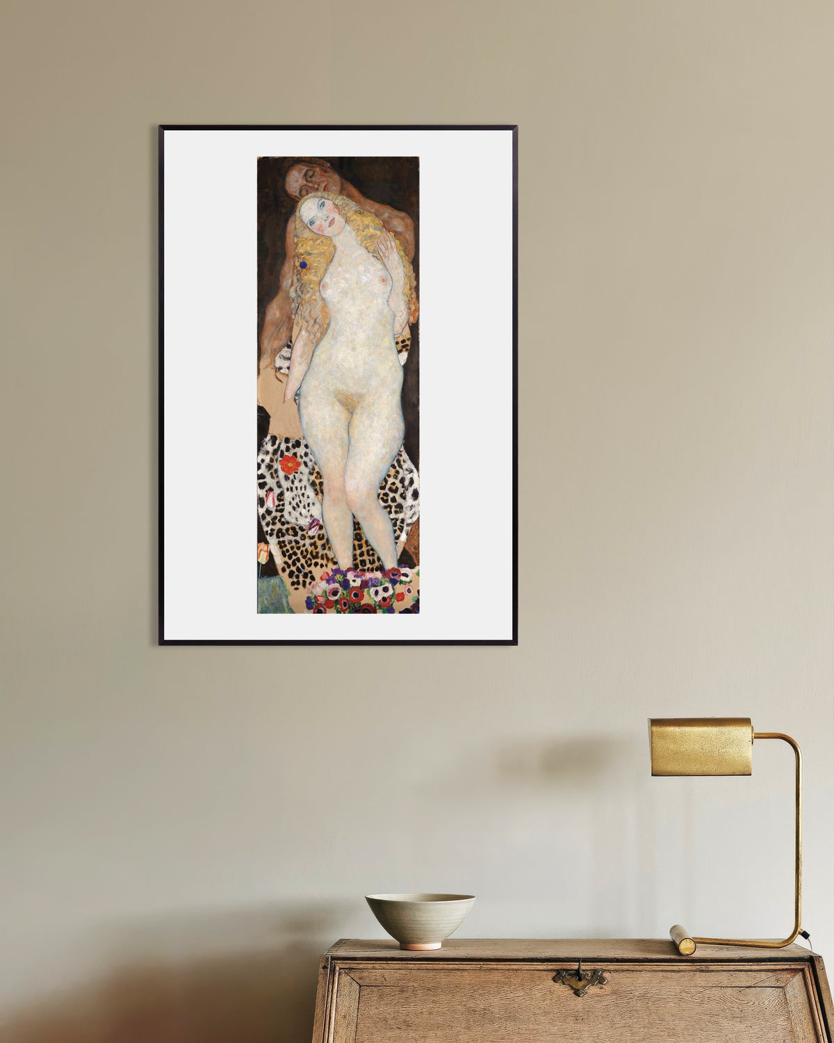 Poster Adam en Eva (1917–1918) van Gustav Klimt met metalen lijst