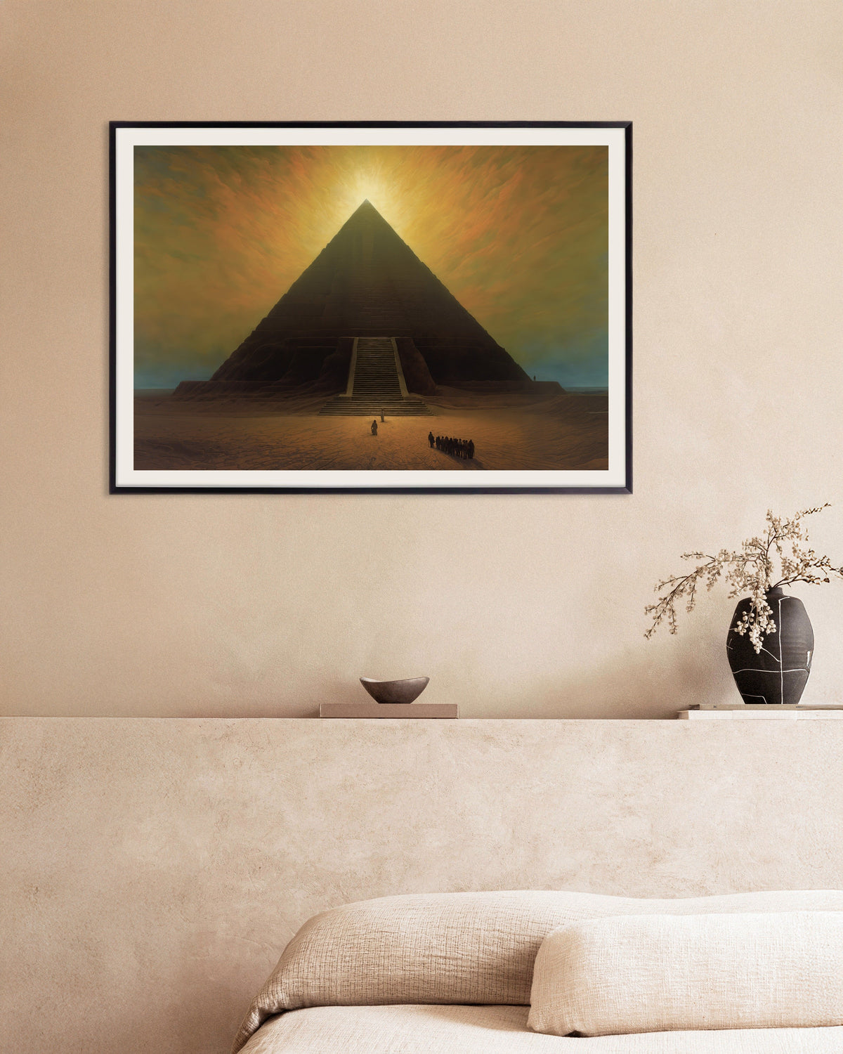 Poster van Sfeervol, donker en mysterieus, de Grote Piramide, met metalen lijst