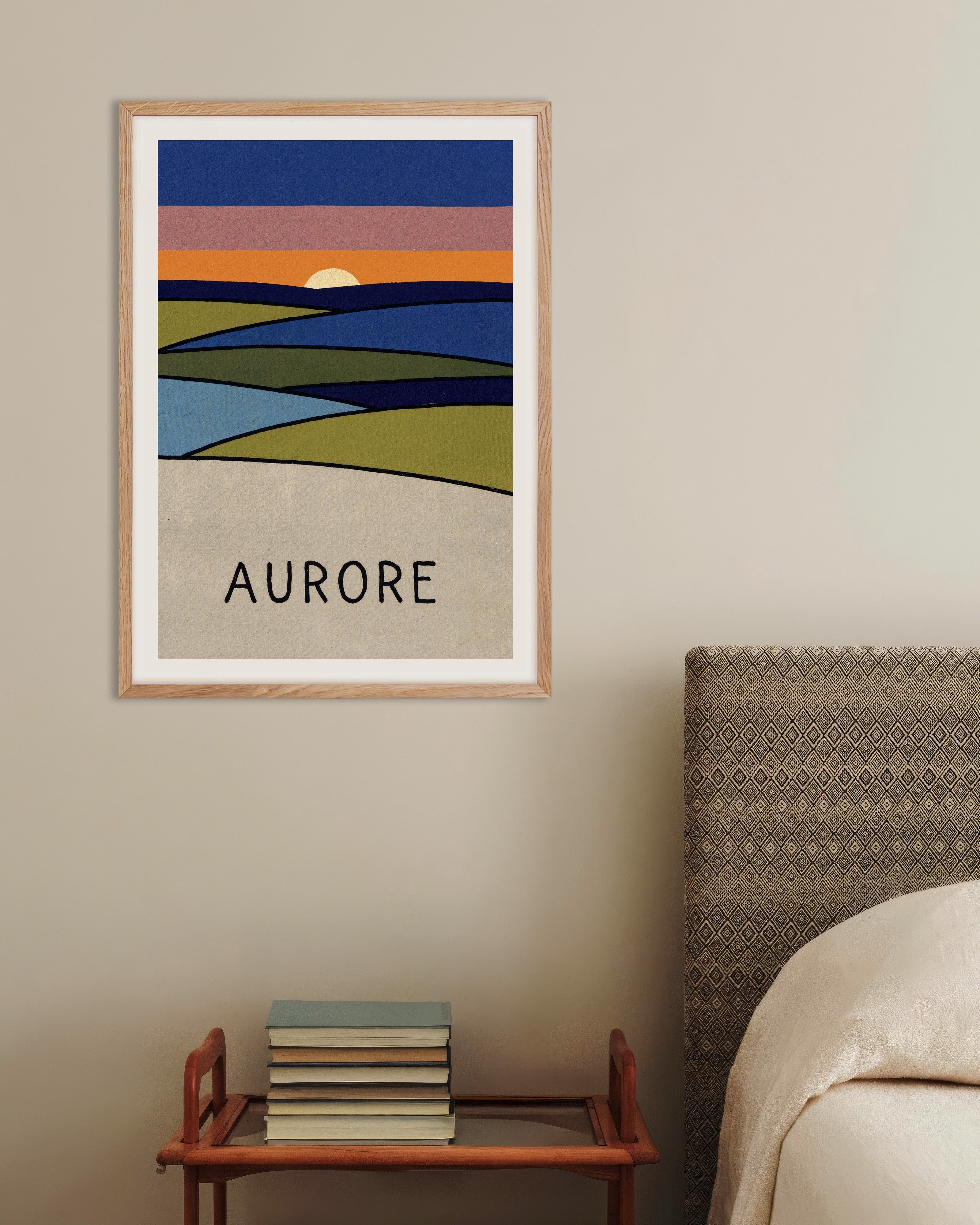 Poster of Aurore - Sunrise Landscape Poster, with natural wooden frame