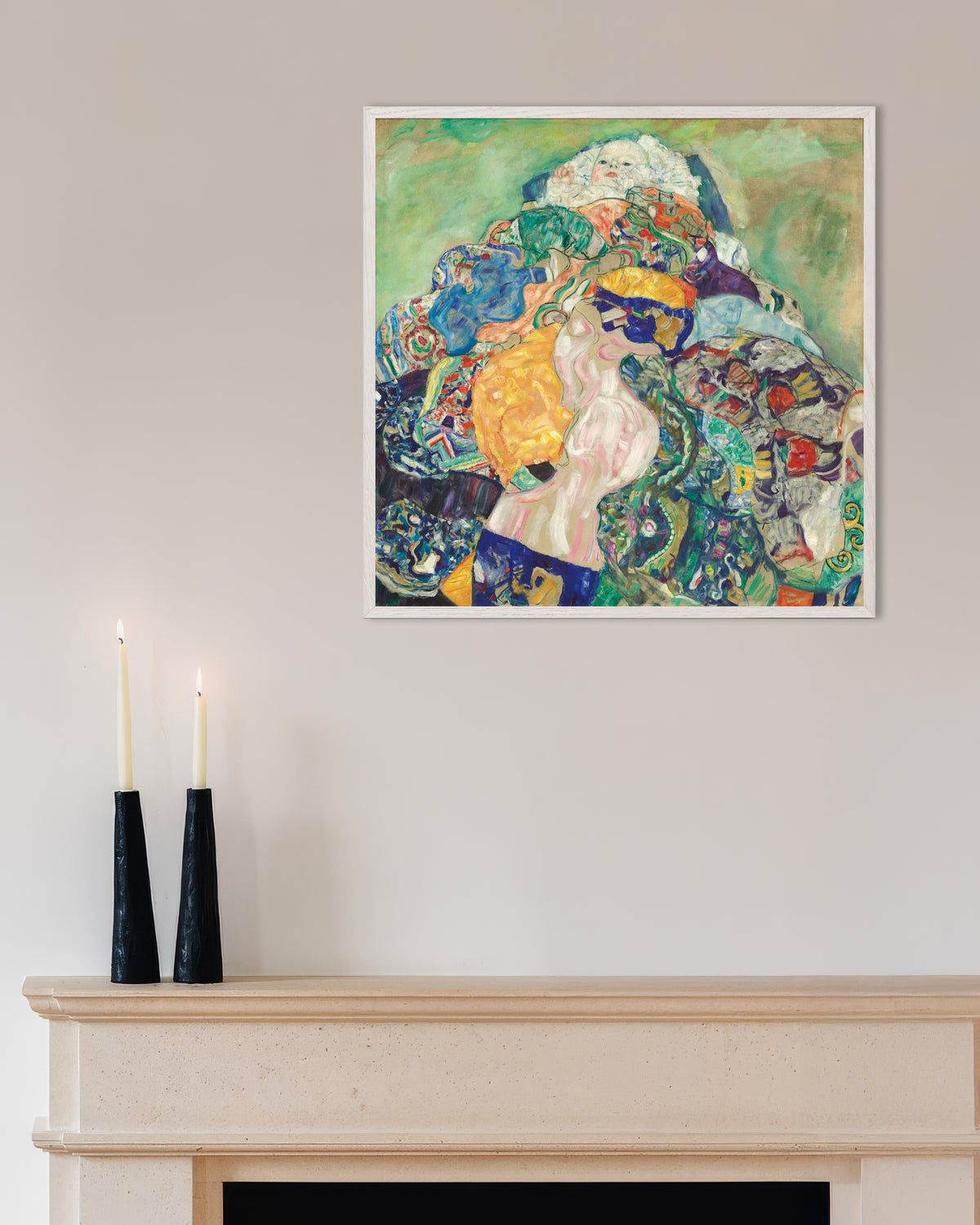 Poster Baby (Wieg) (1917–1918) van Gustav Klimt met witte houten lijst