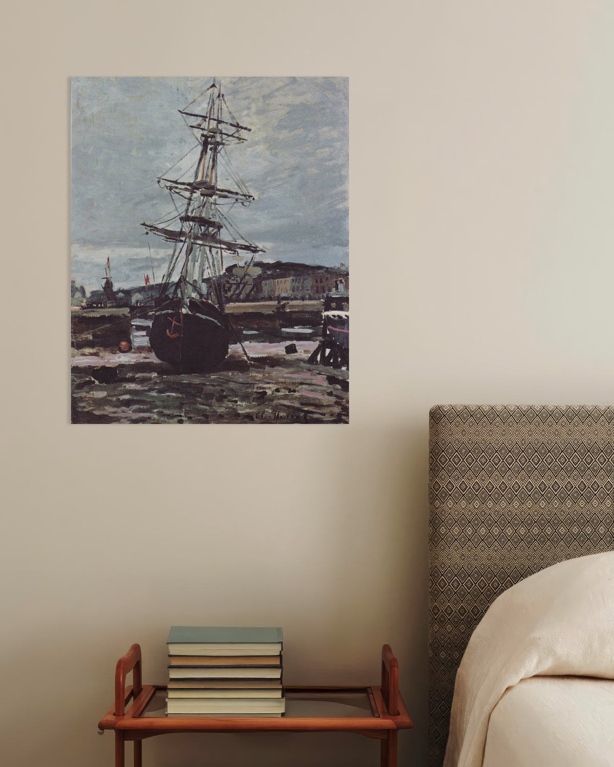 Poster Drooggevallen boot in Fécamp (1868) van Claude Monet