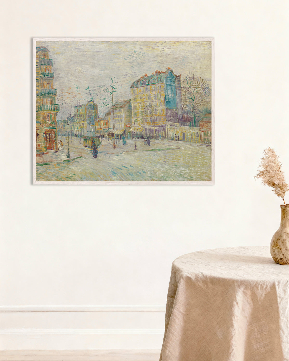 Poster van Boulevard de Clichy (1887) van Vincent van Gogh, met witte houten lijst