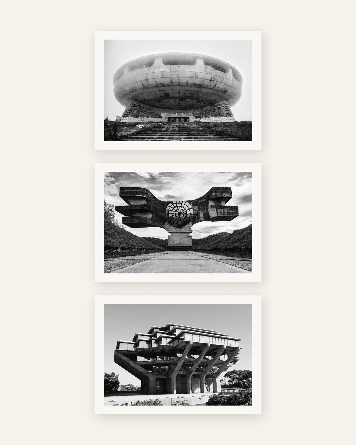 Brutalisme posters, set van 3: iconen van beton, zonder lijst