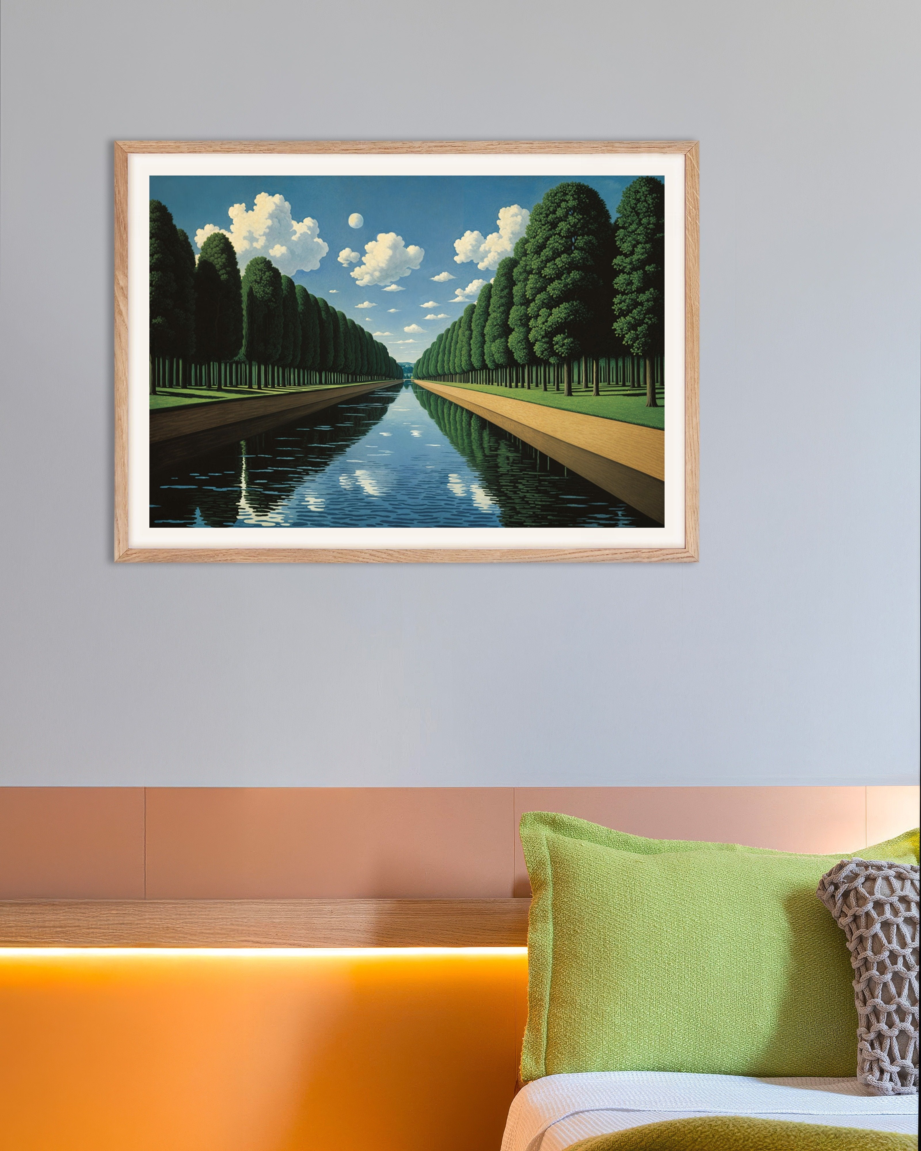 Poster of Canal landscape poster, with natural wooden frame
