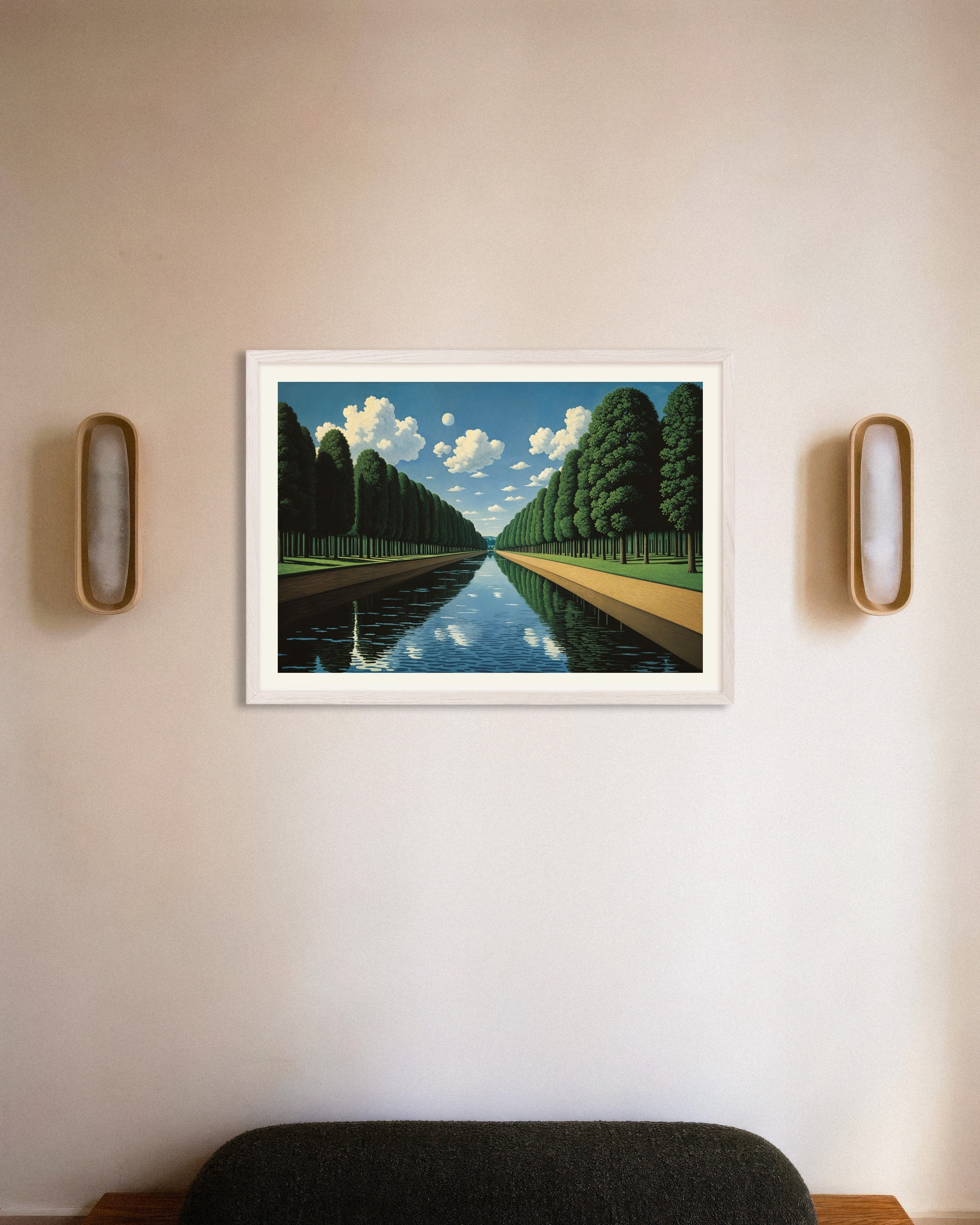 Poster of Canal landscape poster, with white wooden frame