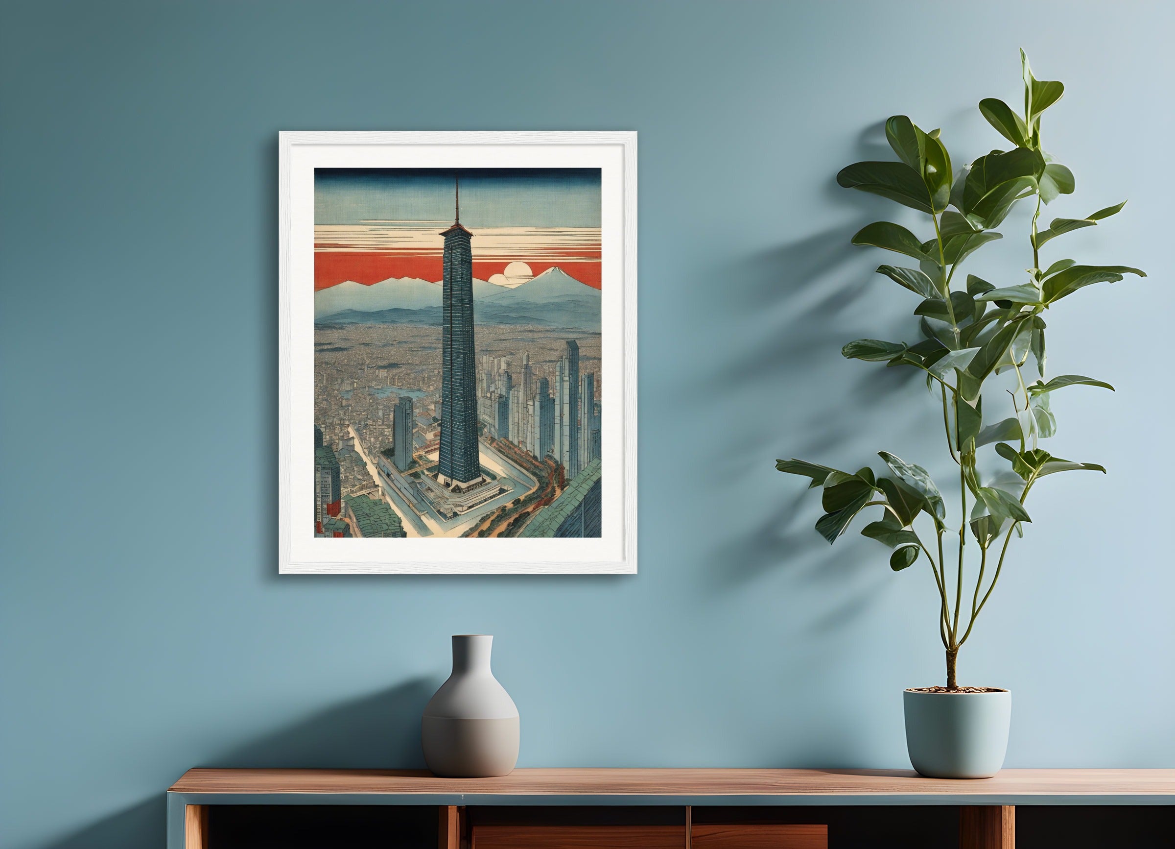 Poster with wood frame: Hiroshige,