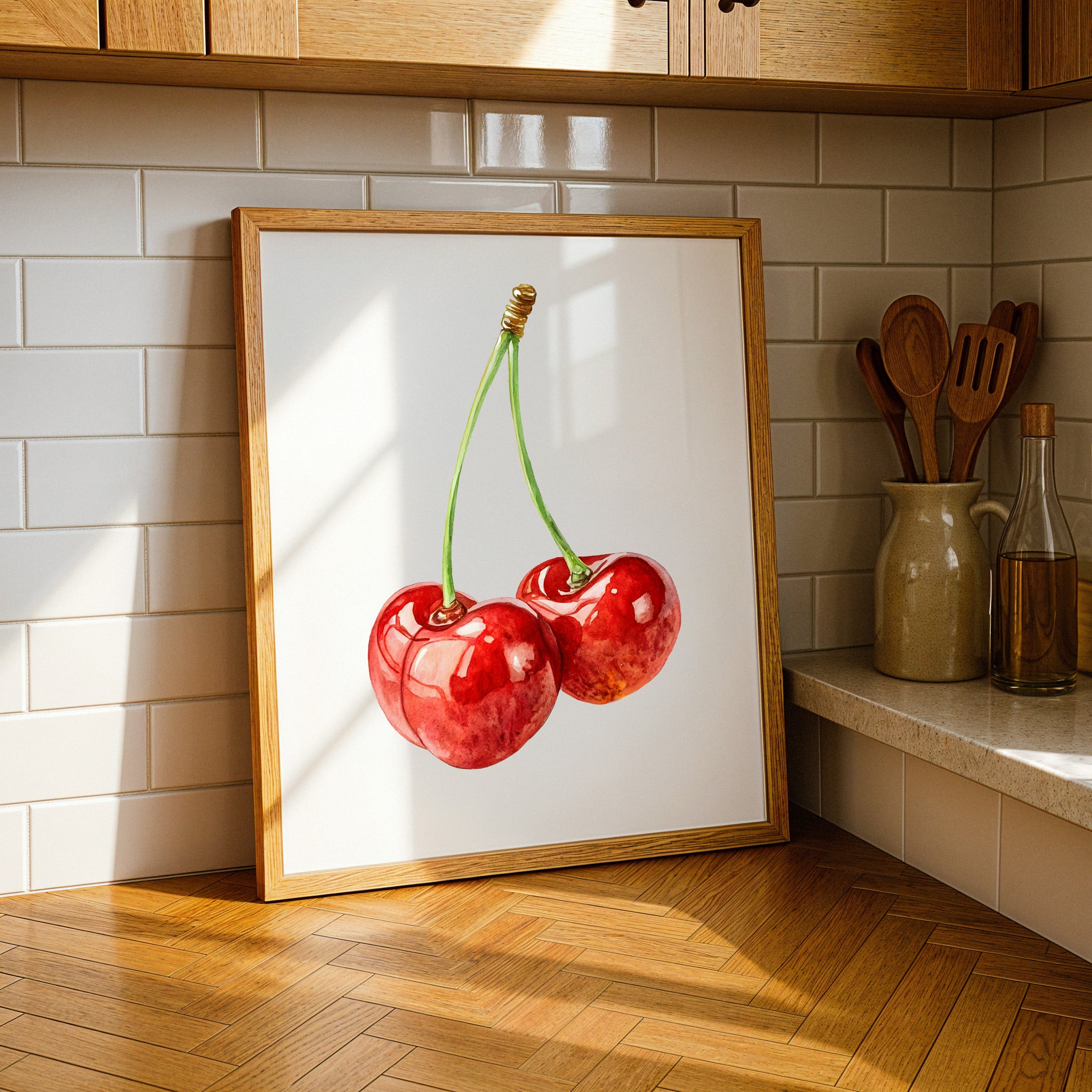 Waterverf Kers Poster – Fruit Muurdecoratie Poster