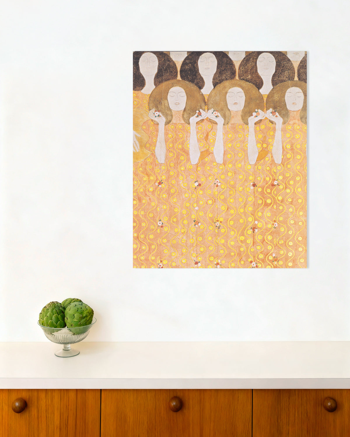 Poster Koor van de paradijsengelen, Beethovenfries (1902) van Gustav Klimt