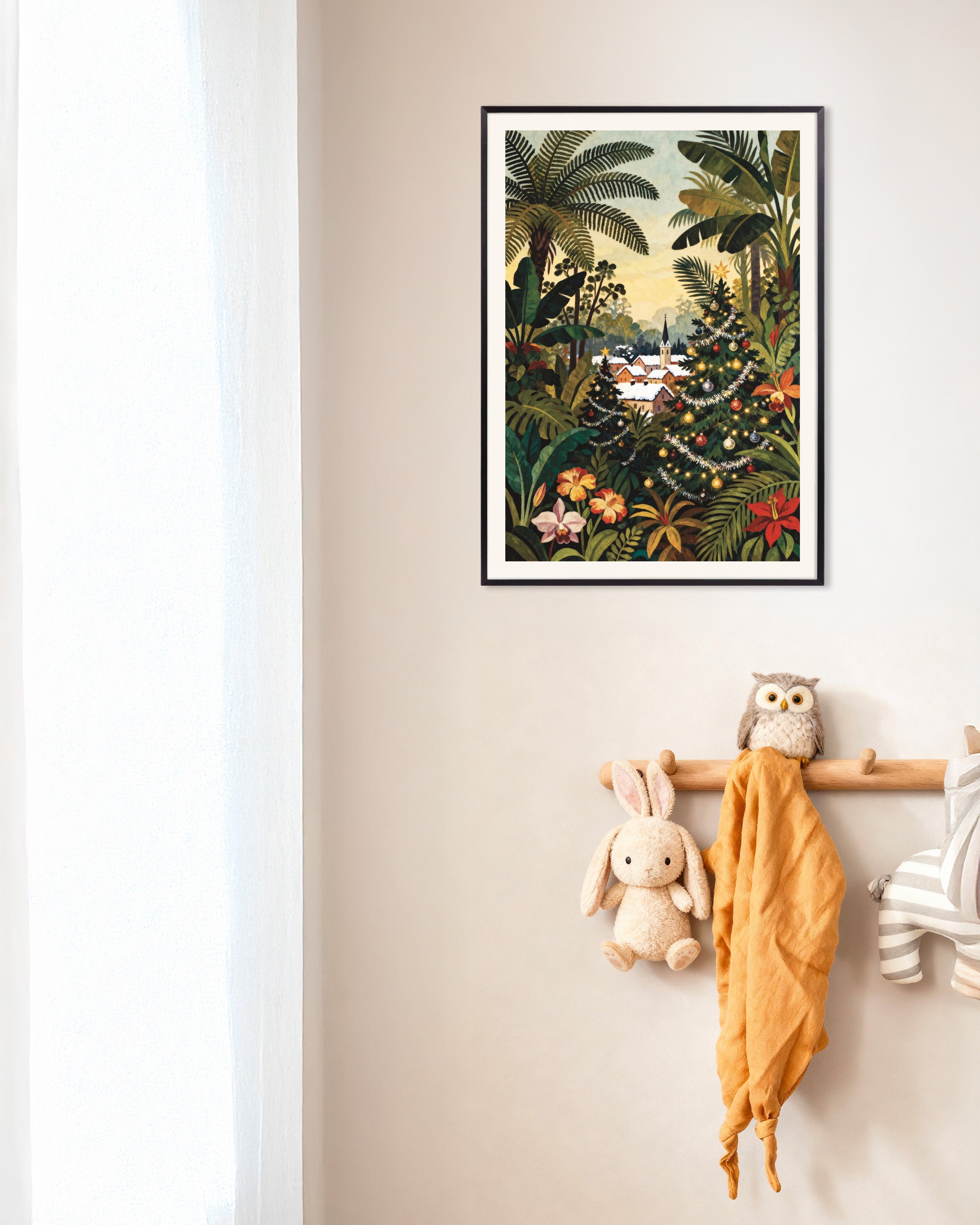 Poster of Christmas village poster, with metal frame