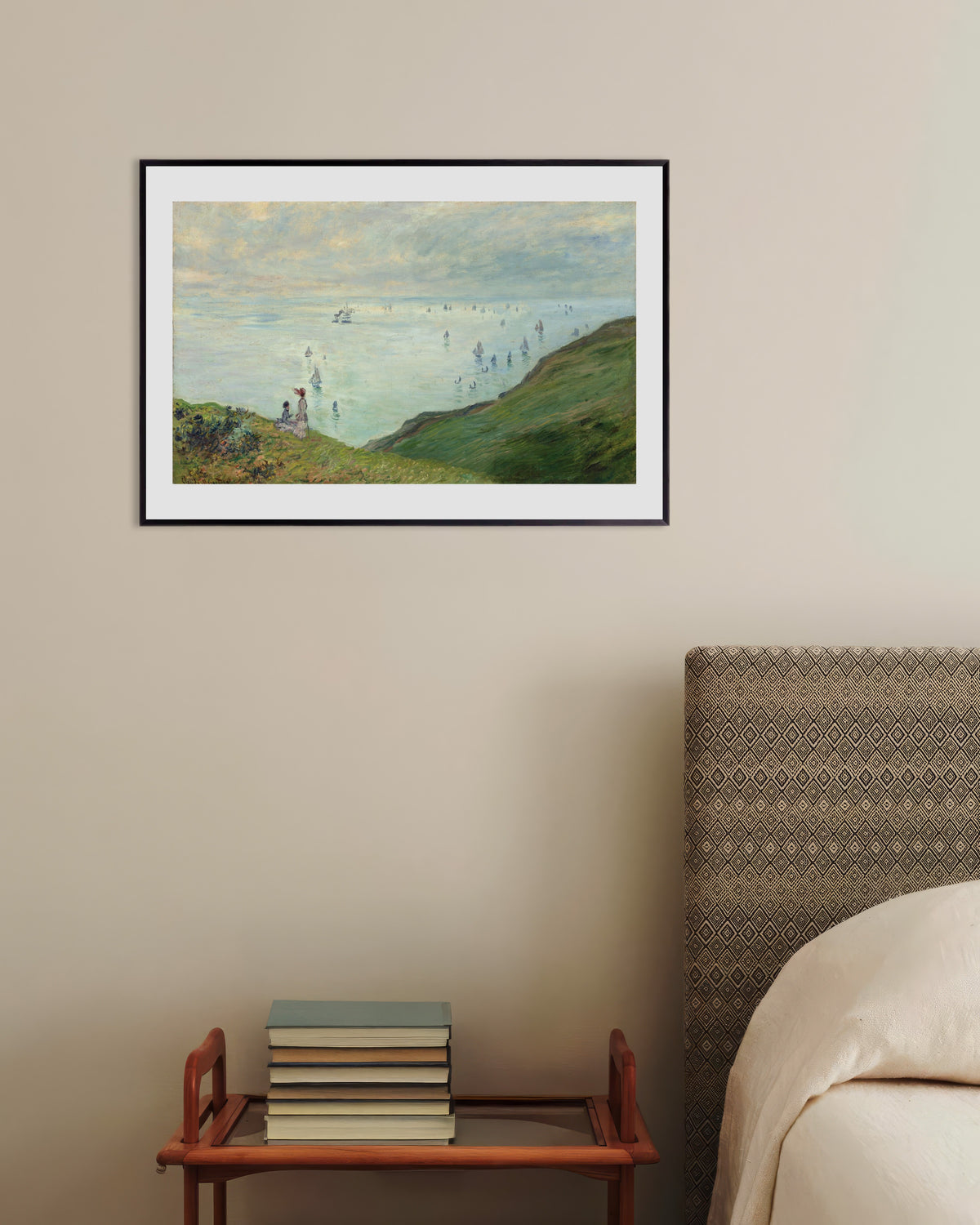 Poster Kliffen bij Pourville (1882) van Claude Monet met metalen lijst