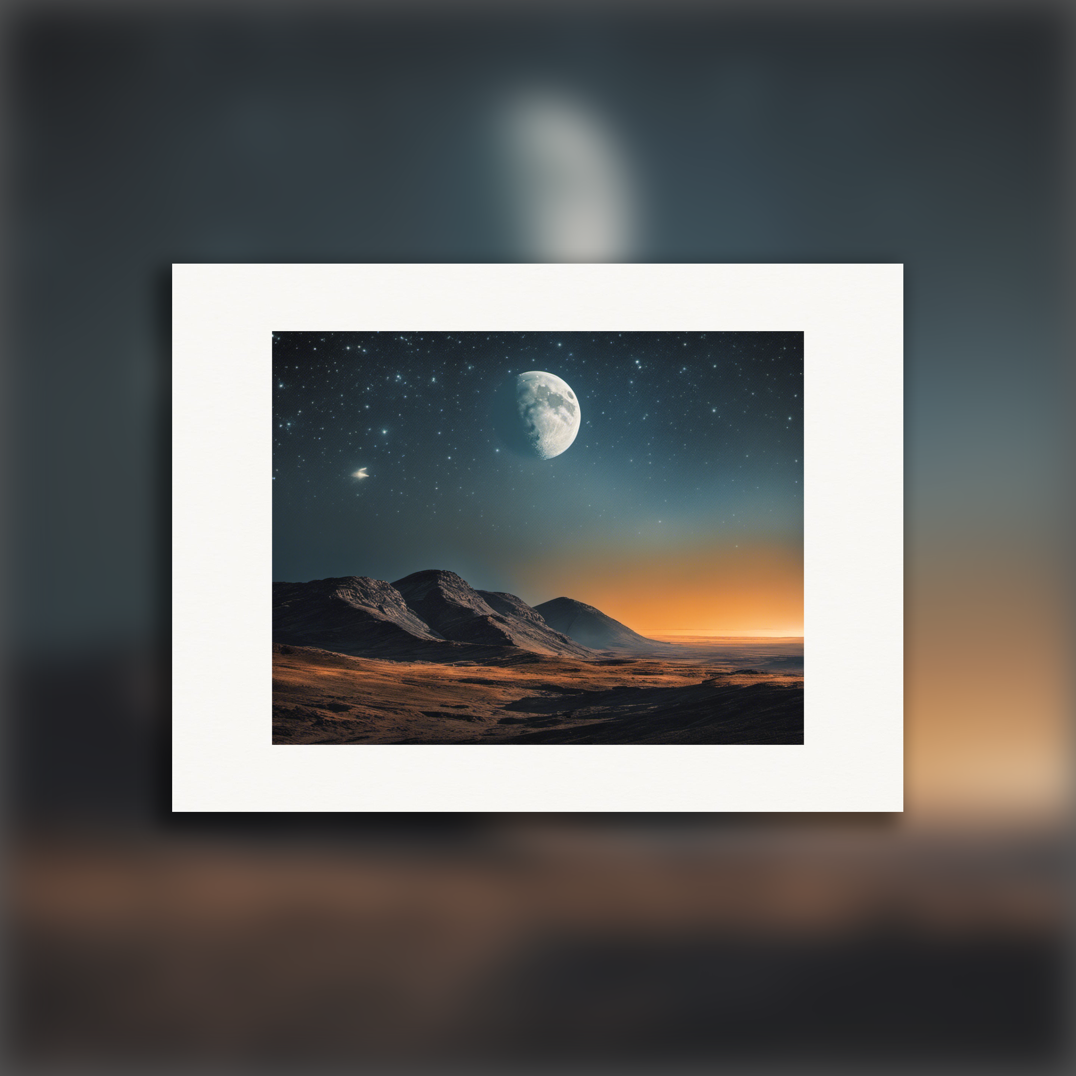 Maan en sterrenhemel - Poster