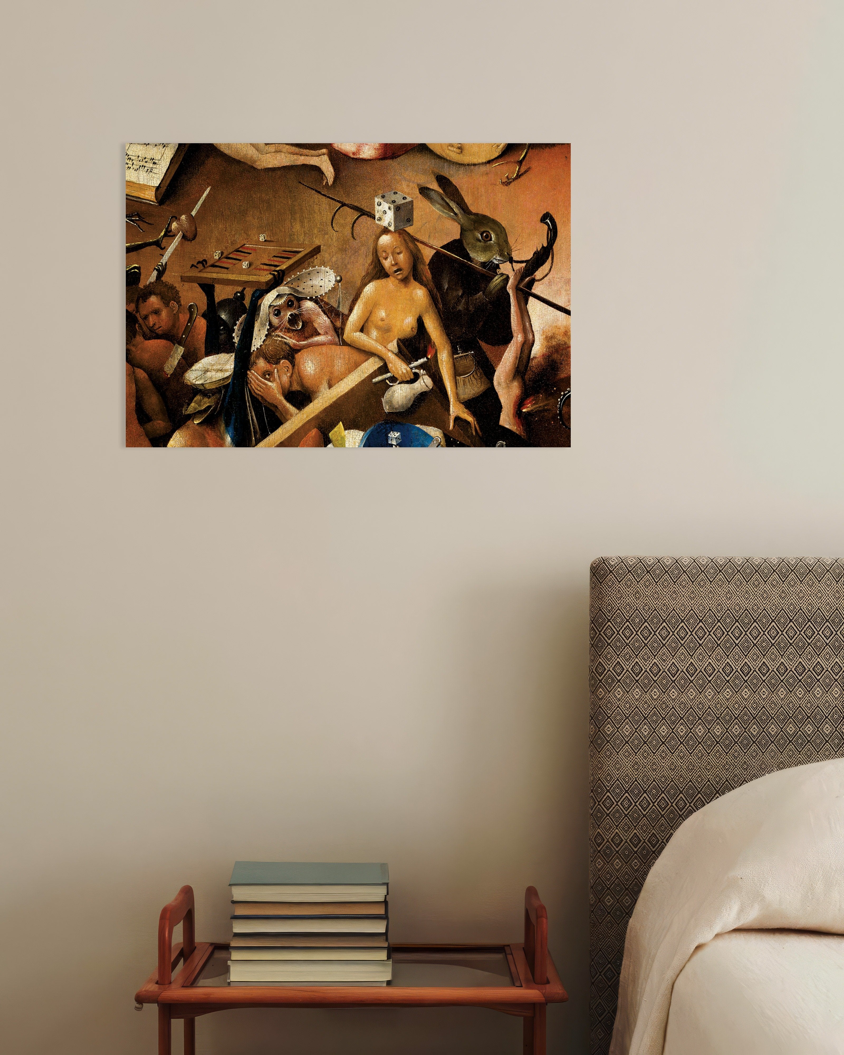 Poster of Detail from The Garden of Earthly Delights: the giant hare and gamblers