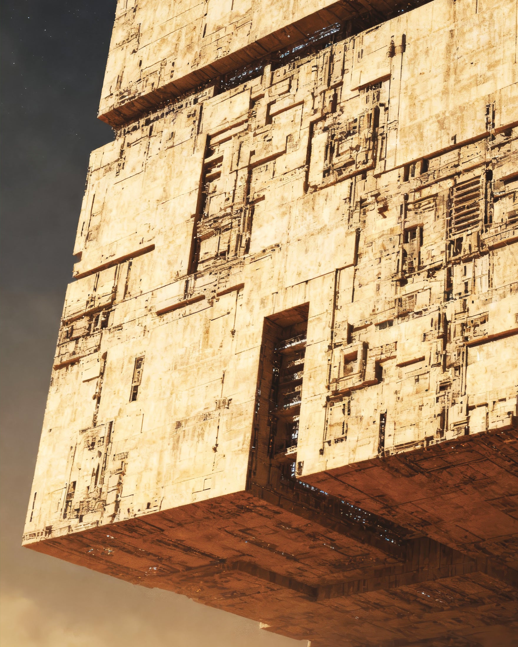 Kolossale Woestijnkubus, Duin, Sci-Fi Megastructuur Poster