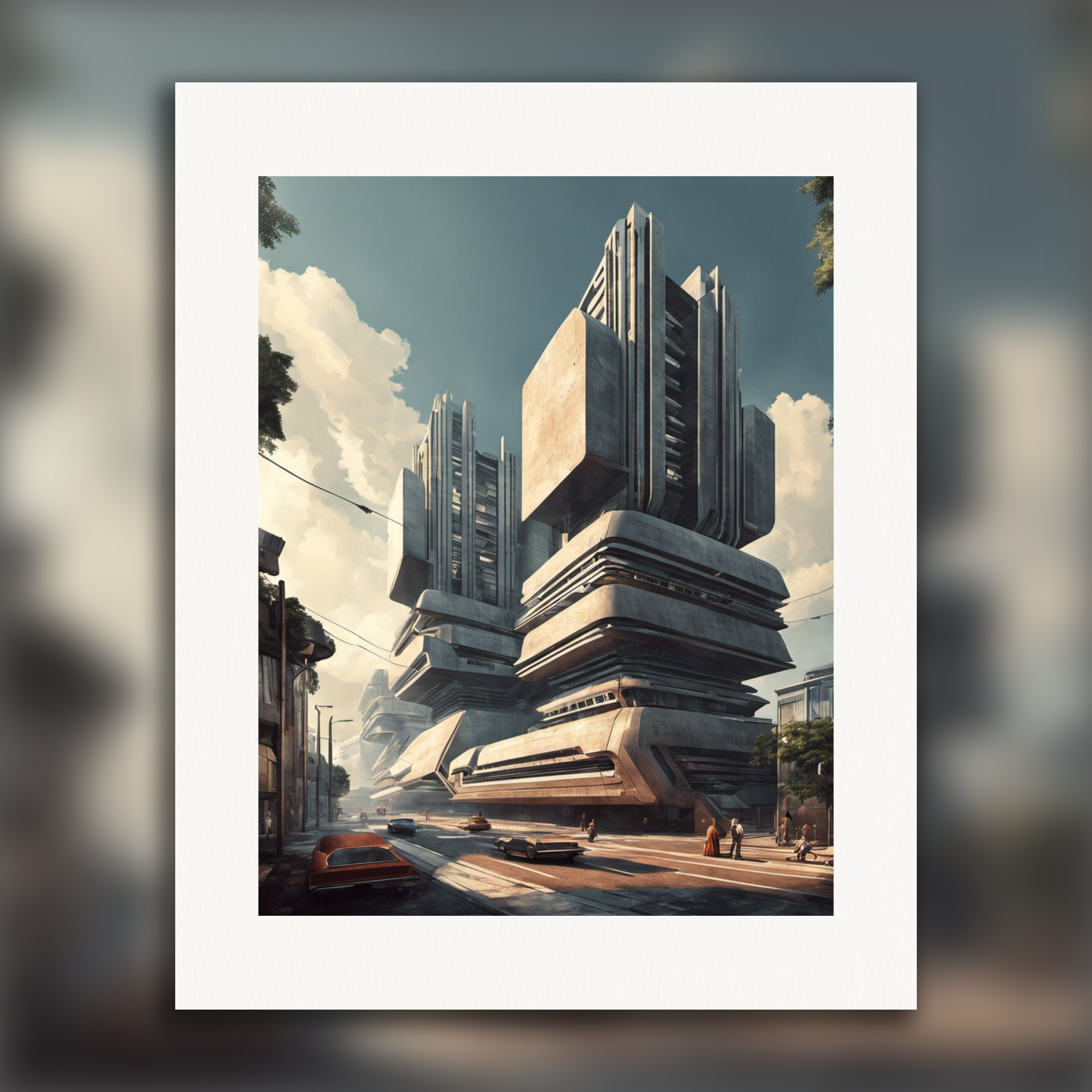 Retro toekomst, brutalistische architectuur - Poster
