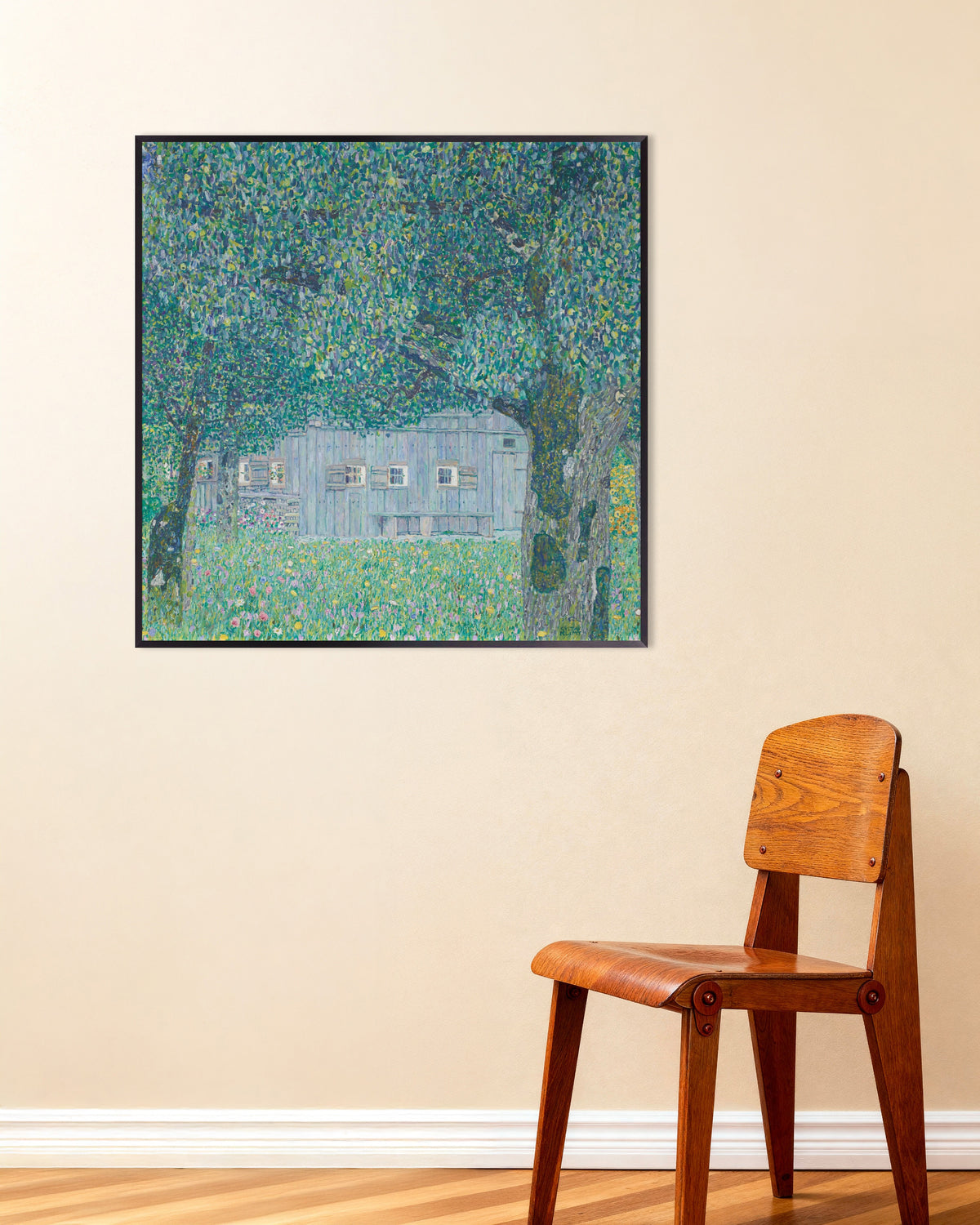 Poster Boerderij in Buchberg (1911) van Gustav Klimt met metalen lijst