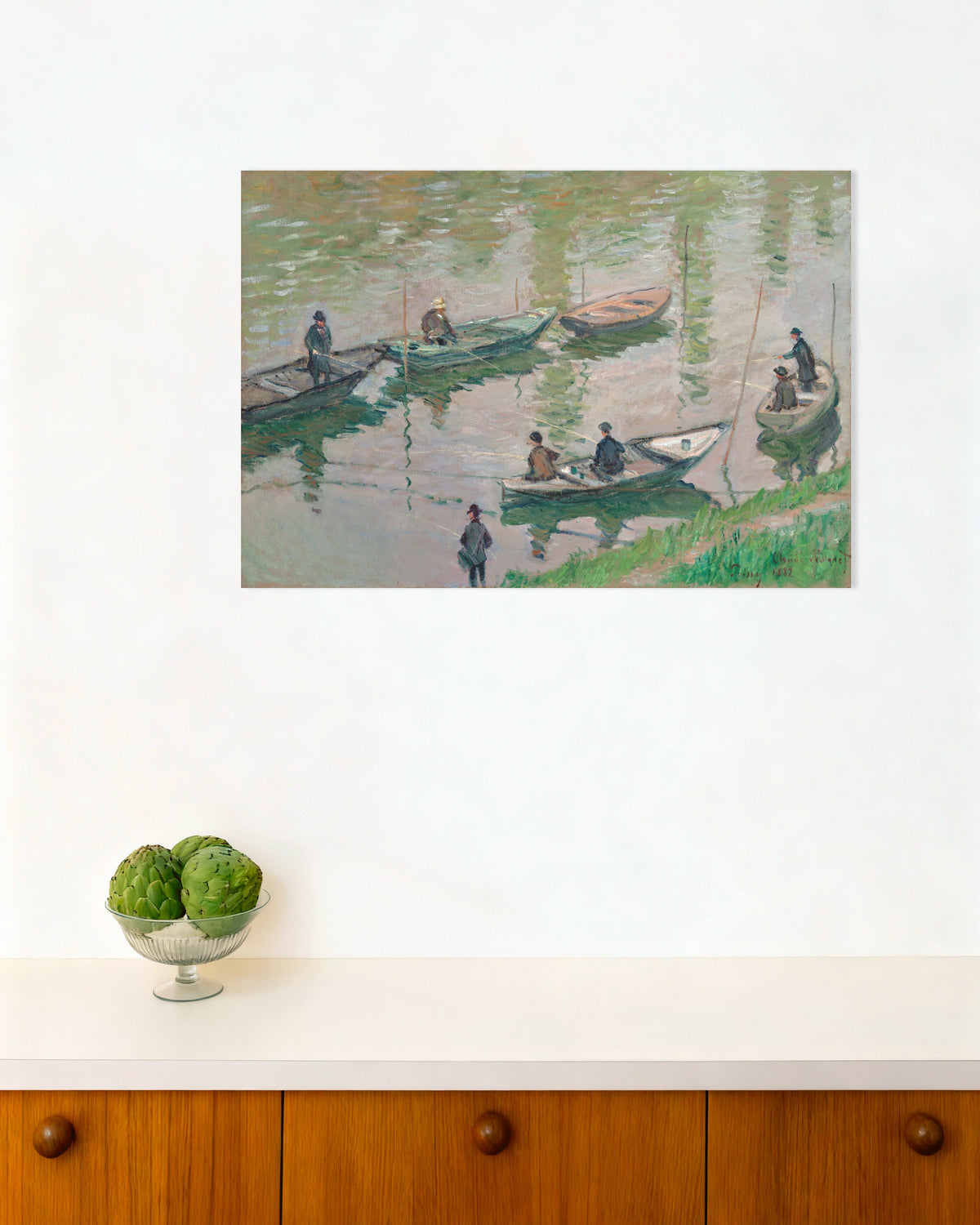 Poster Vissers op de Seine bij Poissy (1882) van Claude Monet
