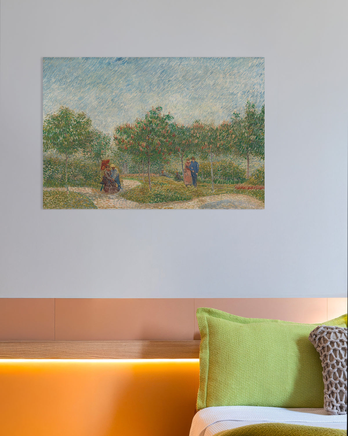 Poster van Tuin met flirterende stelletjes, Square Saint-Pierre (1887) van Vincent van Gogh