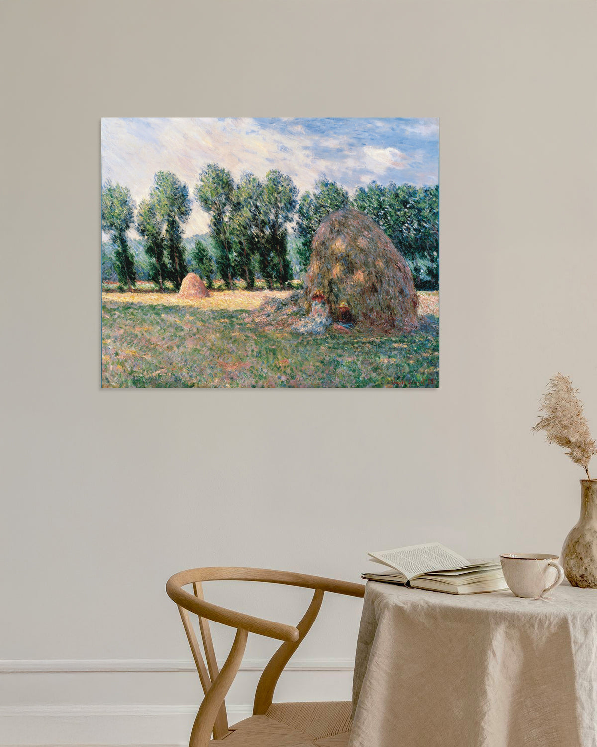 Poster Hooibergen (1885) van Claude Monet