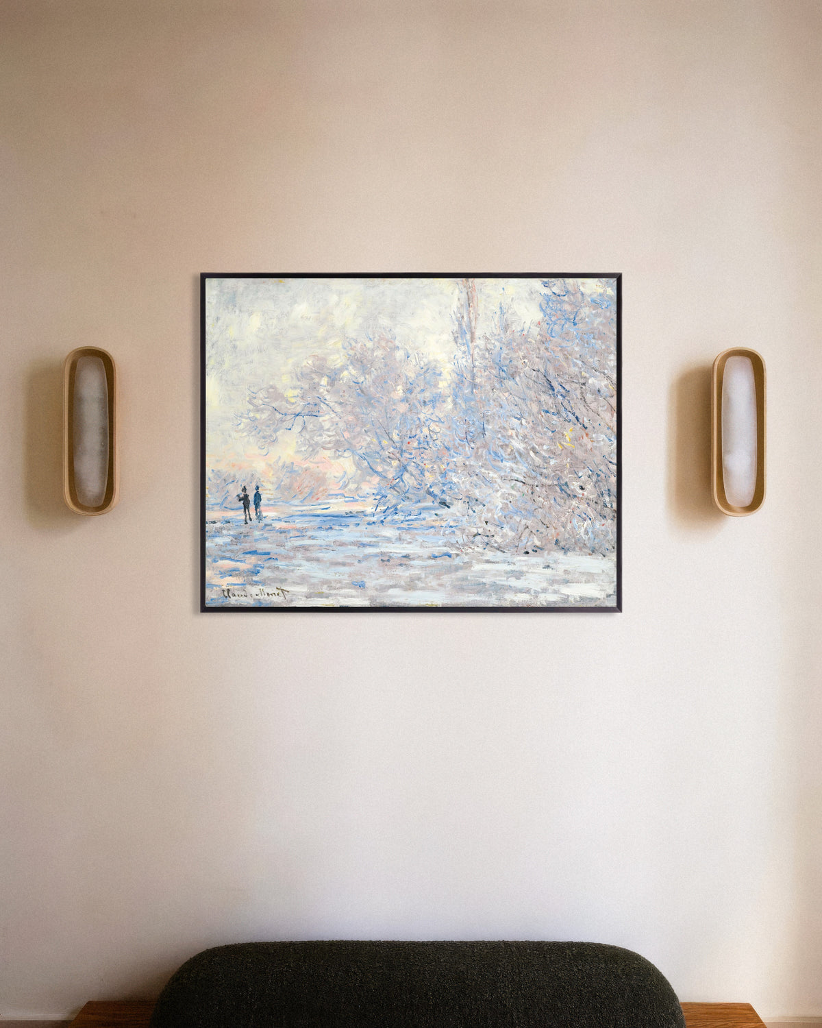 Poster Rijp in Giverny (1885) van Claude Monet met metalen lijst