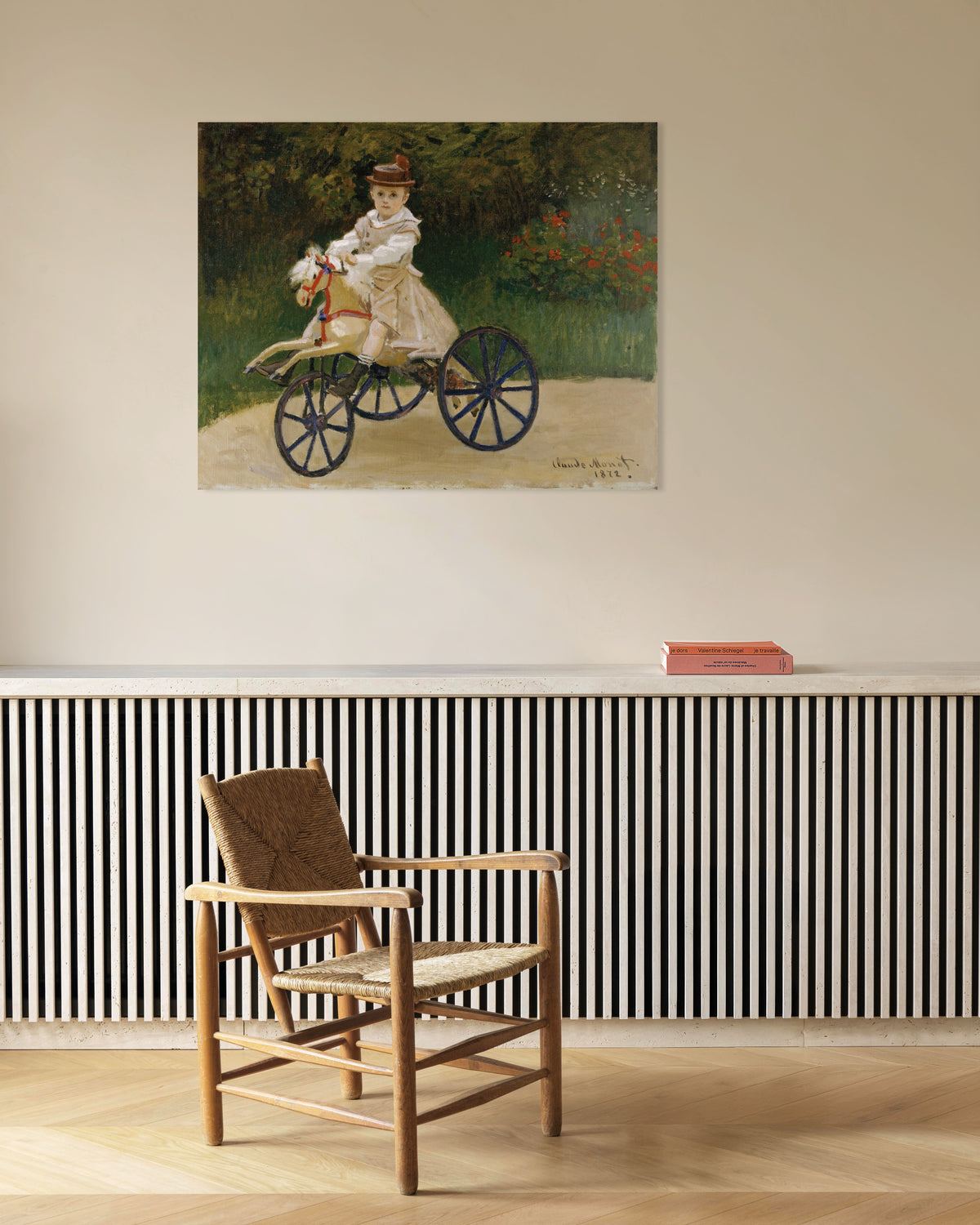 Poster Jean Monet op zijn stokpaardje (1872) van Claude Monet
