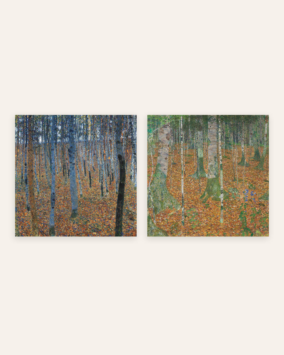 Klimt posters, set van 2: Beukenbos I en Berkenbos, zonder lijst