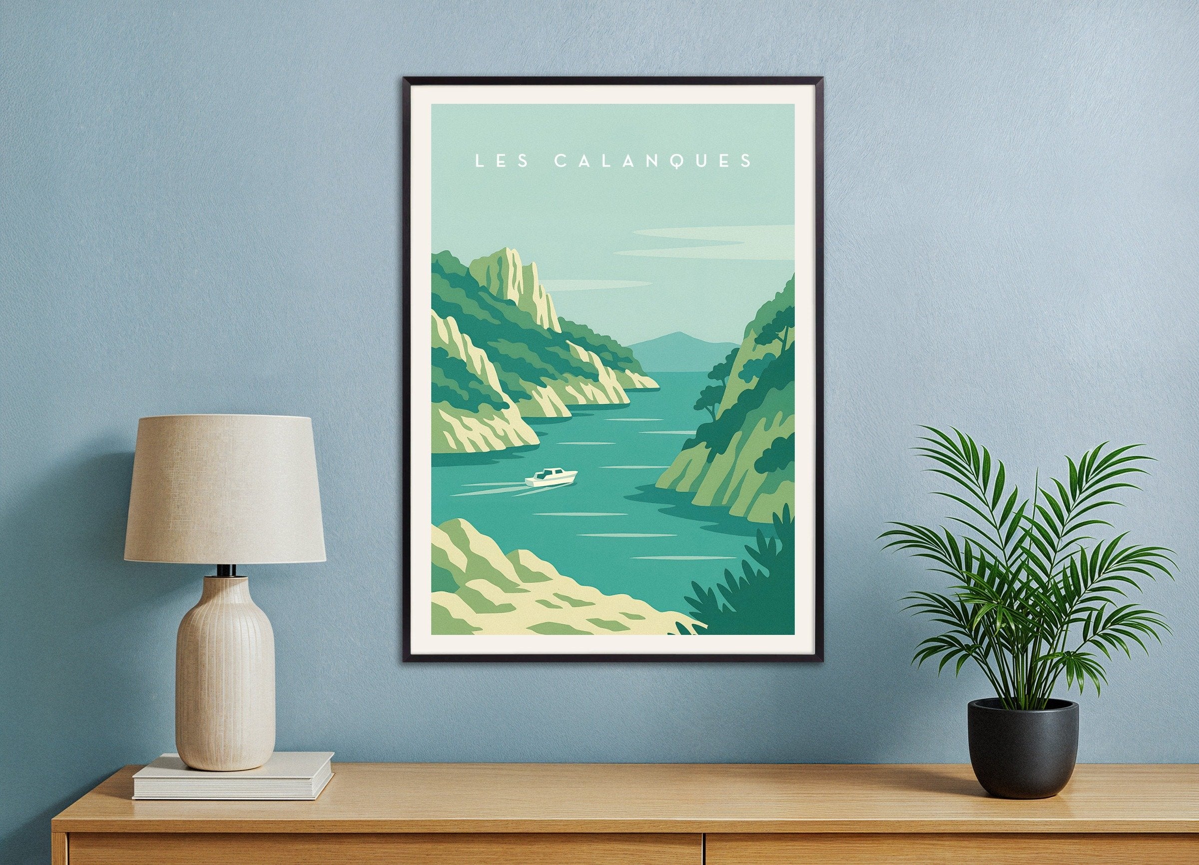 Poster of Les Calanques Wall Art Print, with metal frame