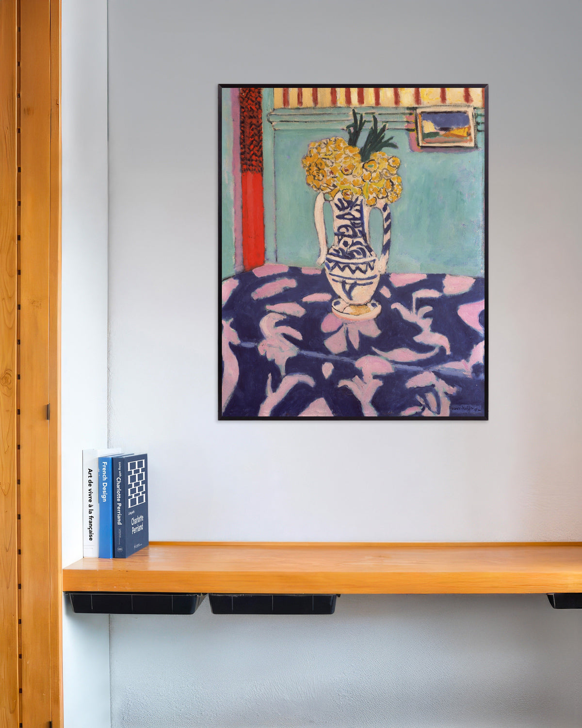 Poster van De koekoeken, blauw en roze tapijt (1911) van Henri Matisse, met metalen lijst