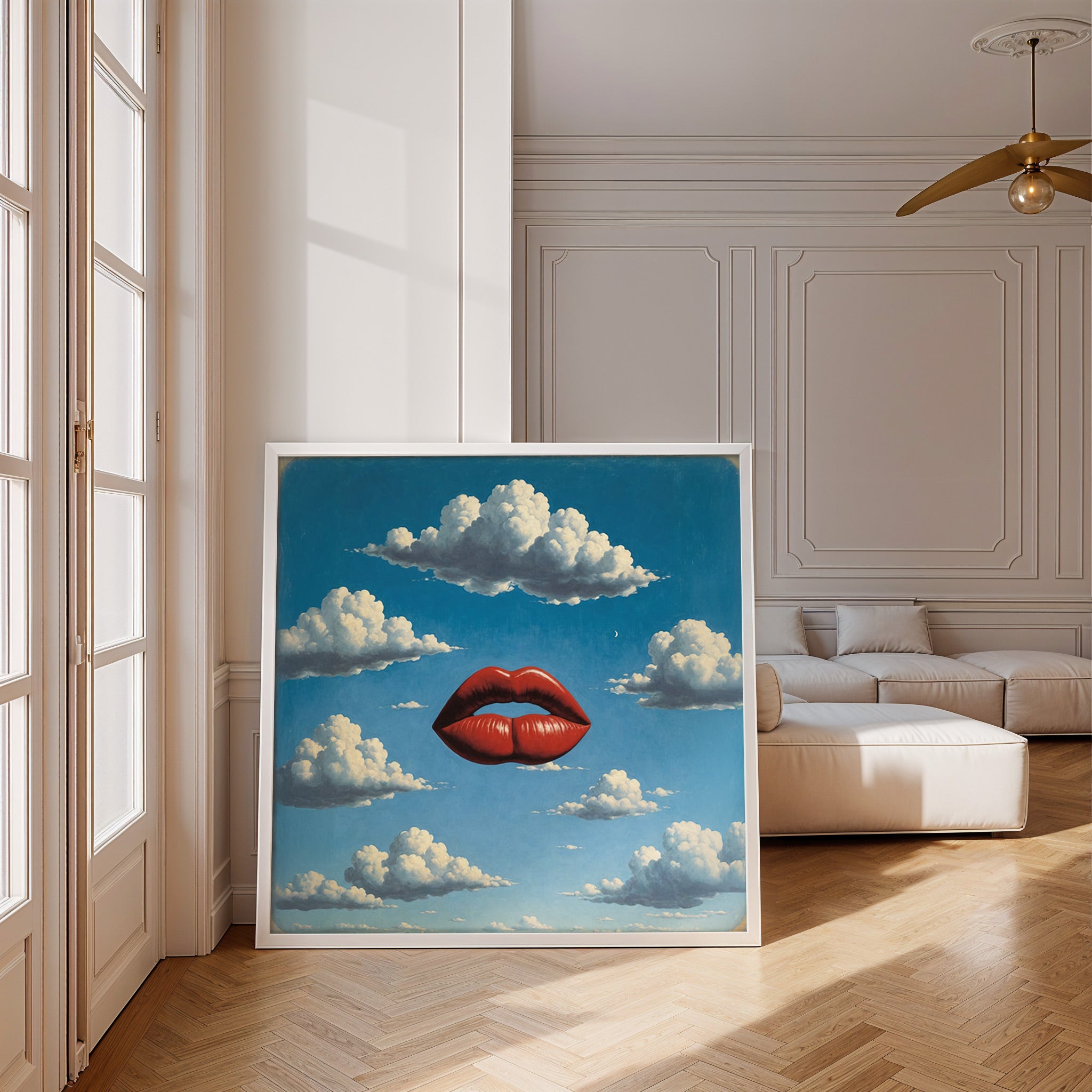 Rode Lippen Poster – Dromerige Surrealisme Kunst