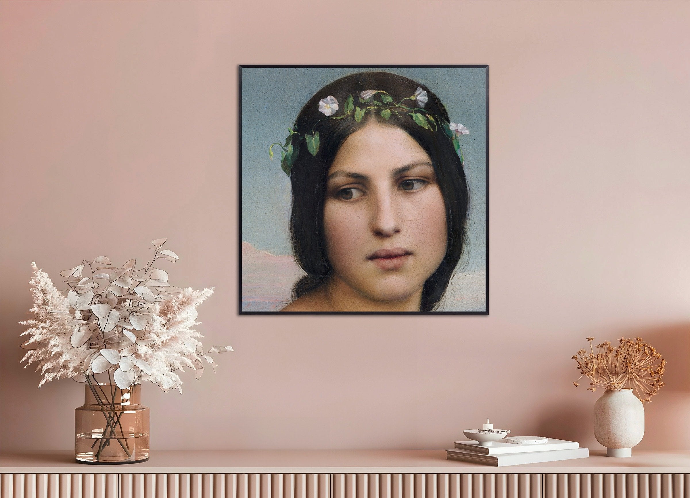 Poster of Louis Janmot "Fleur des Champs" Face Detail - Square Format Art Print, with metal frame