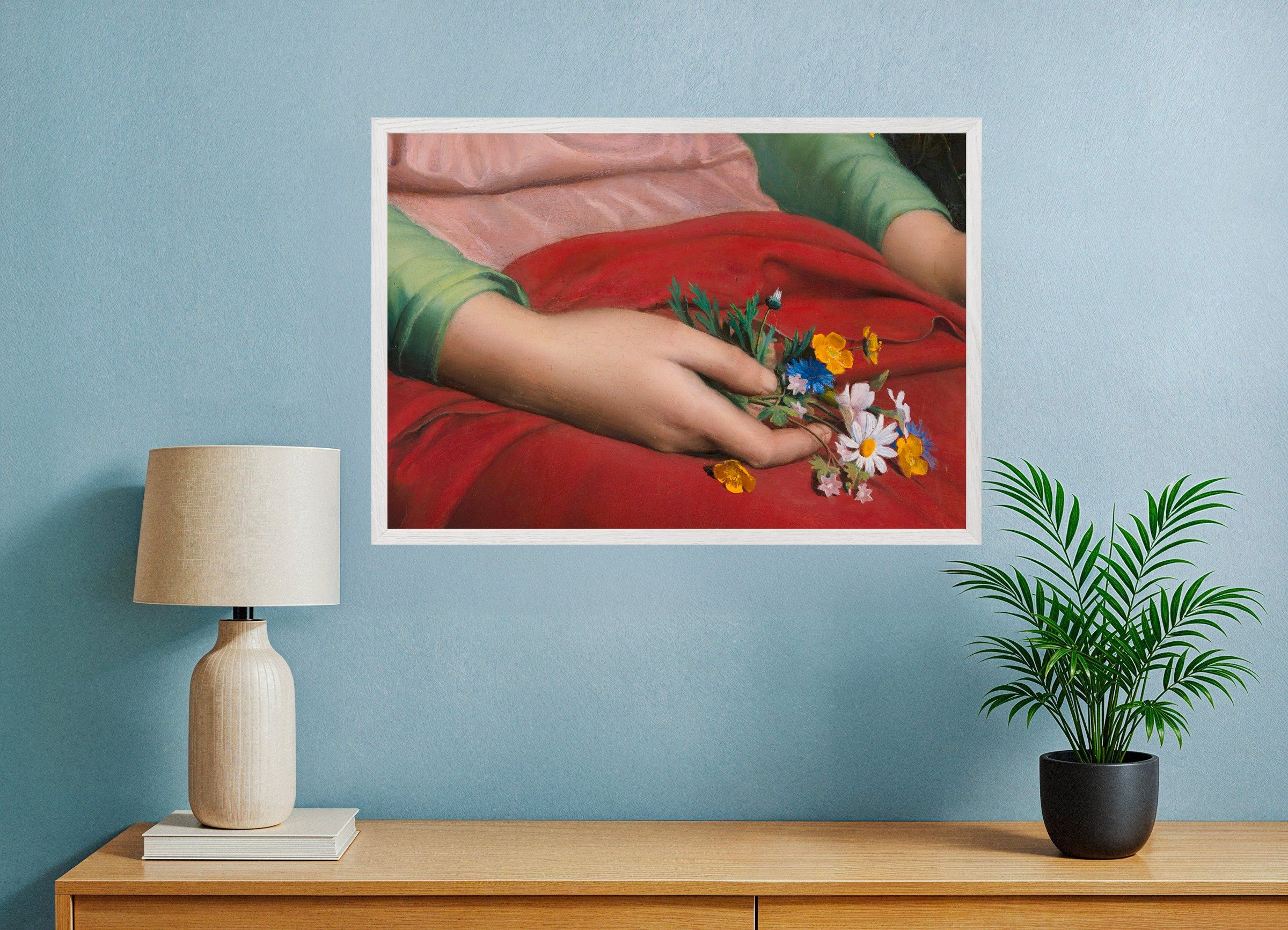 Louis Janmot "Fleur des Champs" Detail van de Handen - Bosje Wilde Bloemen Poster