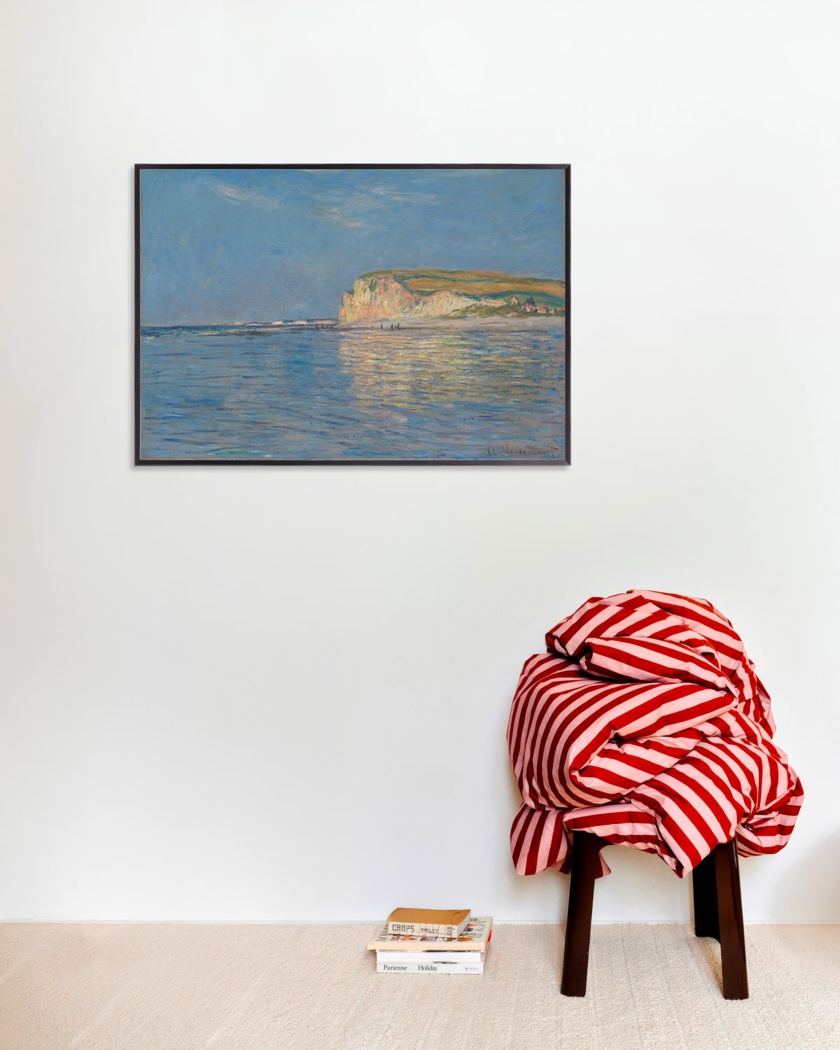 Poster Eb bij Pourville, nabij Dieppe (1882) van Claude Monet met metalen lijst