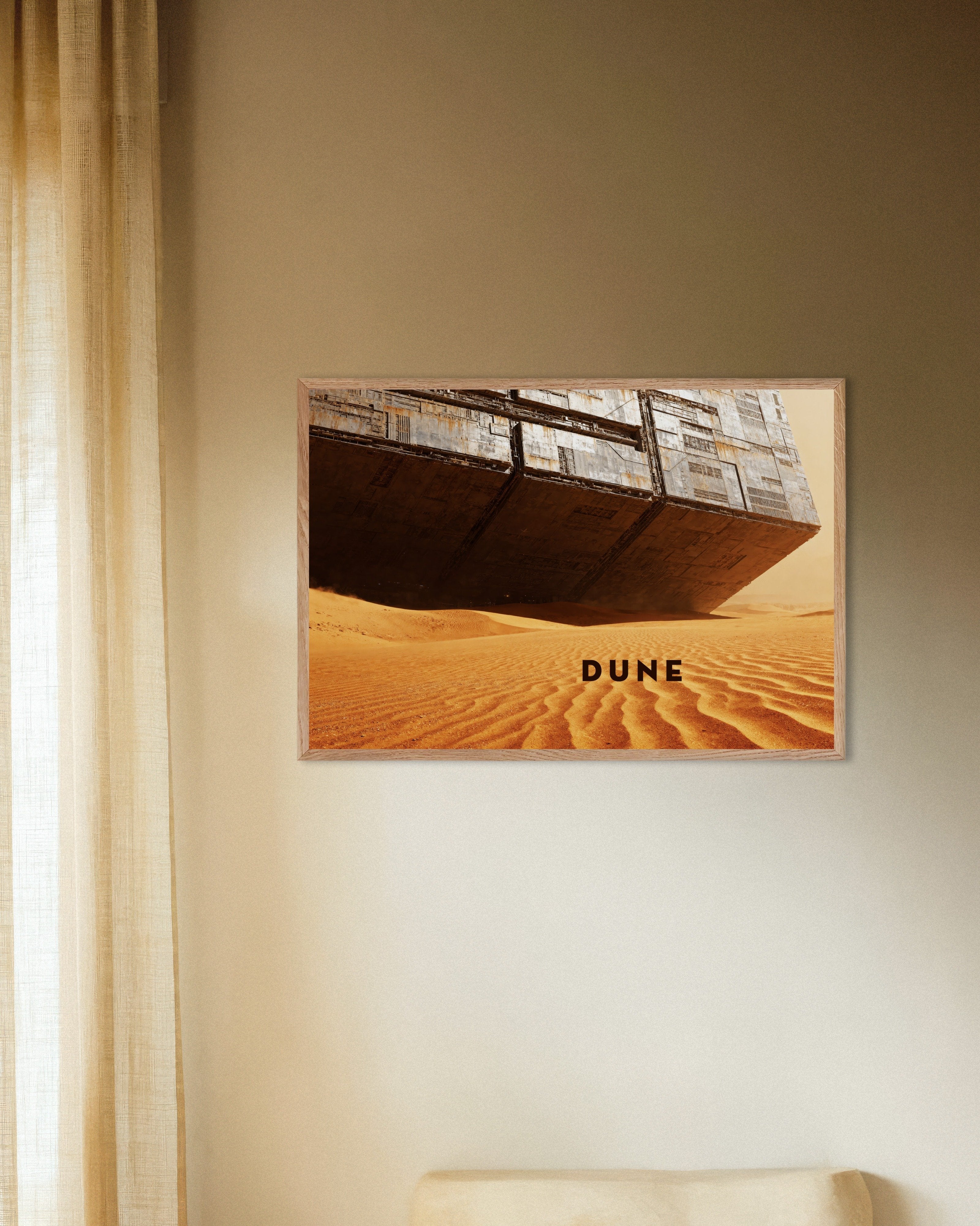 Poster of Massive Desert Structure - Sci-Fi Poster, with natural wooden frame
