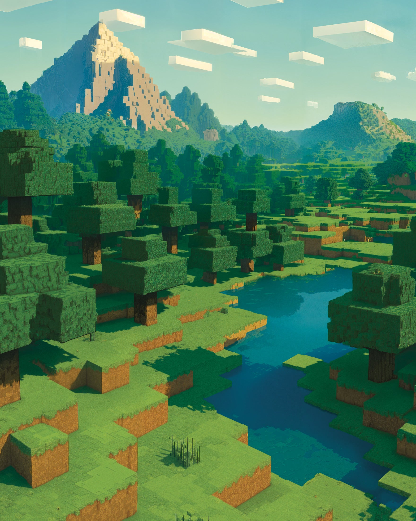 Minecraft Berglandschap – pixel art fanposter