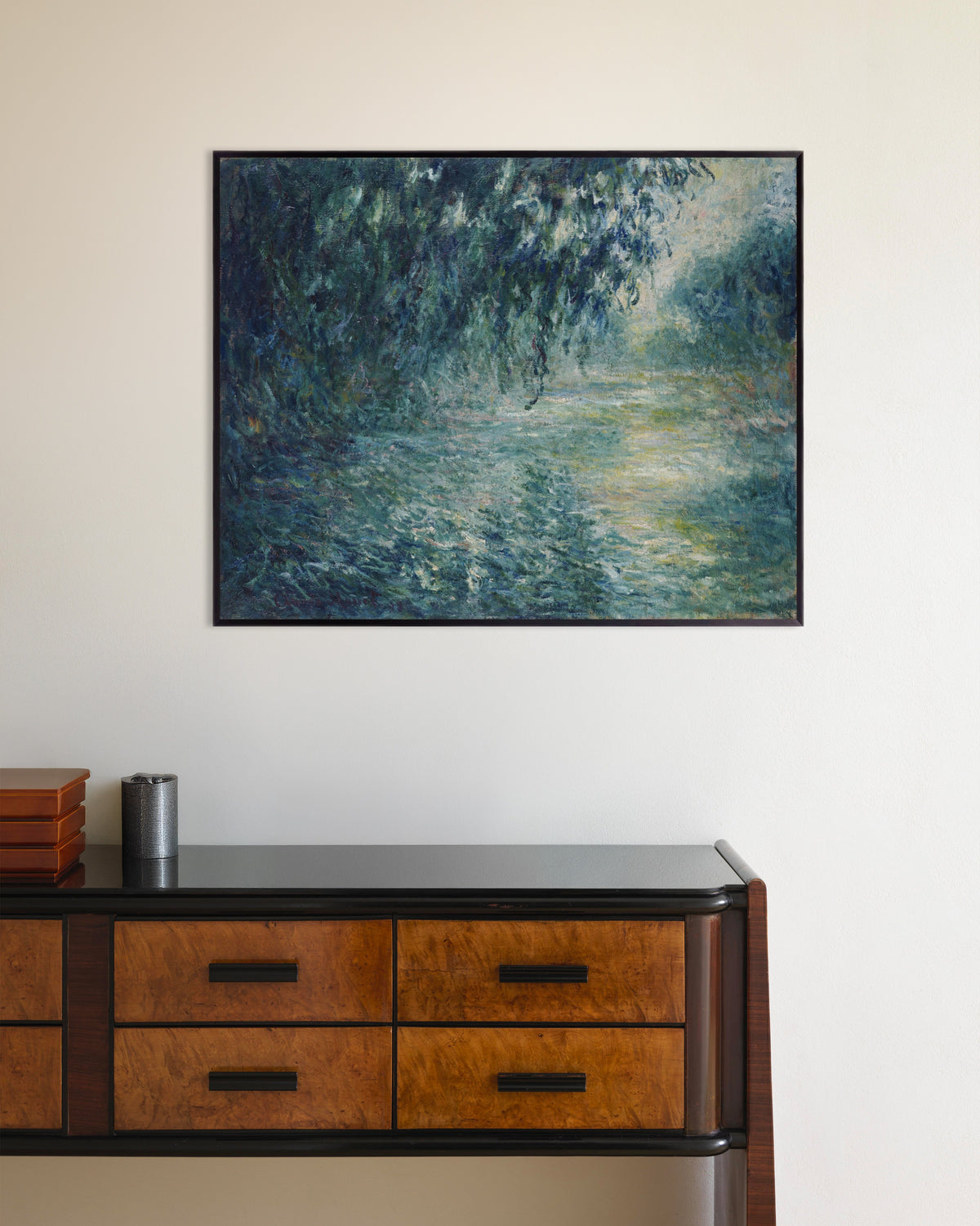 Poster Ochtend aan de Seine (1898) van Claude Monet met metalen lijst