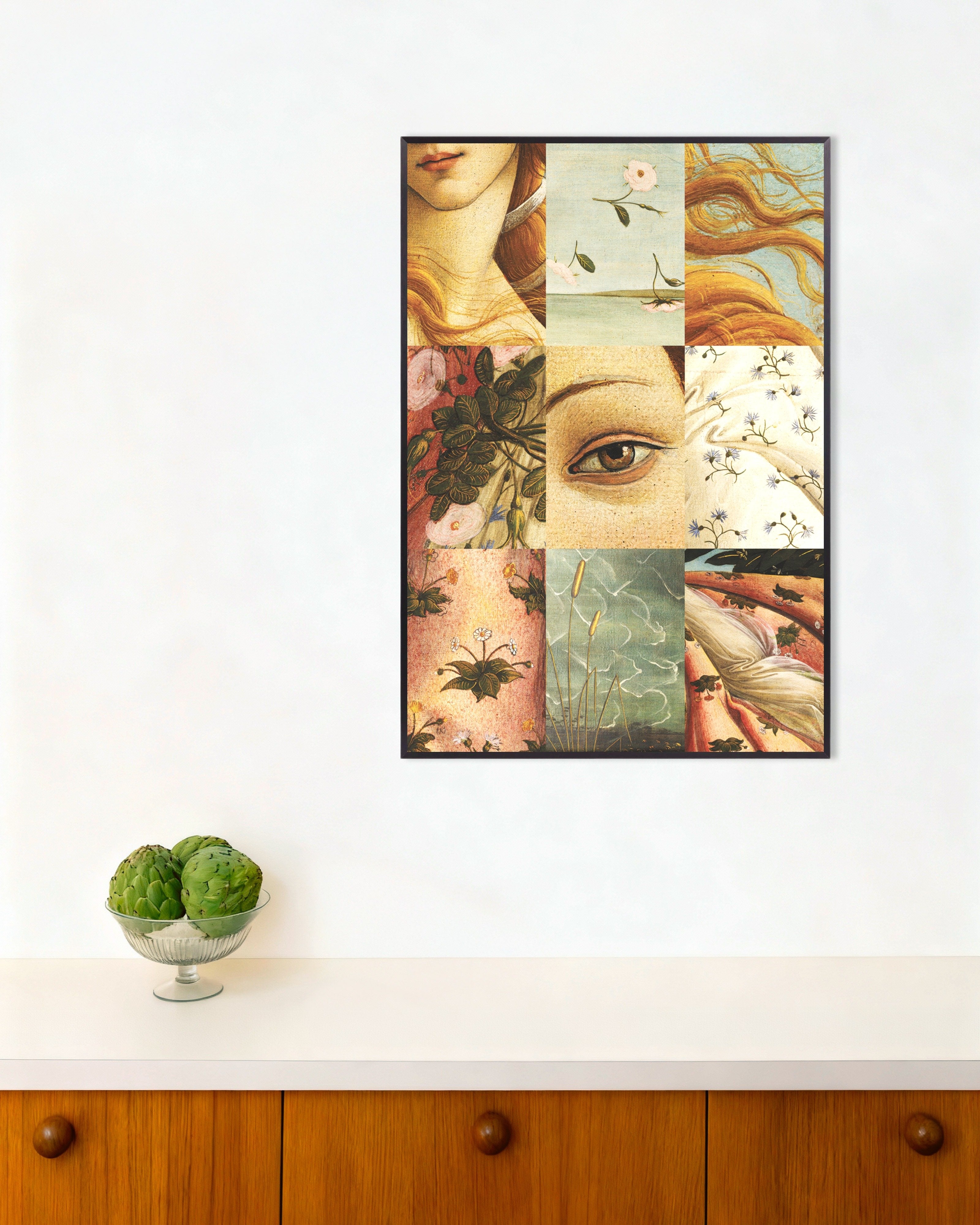 Poster of Mosaic of Botticelli’s Venus details Poster, with metal frame