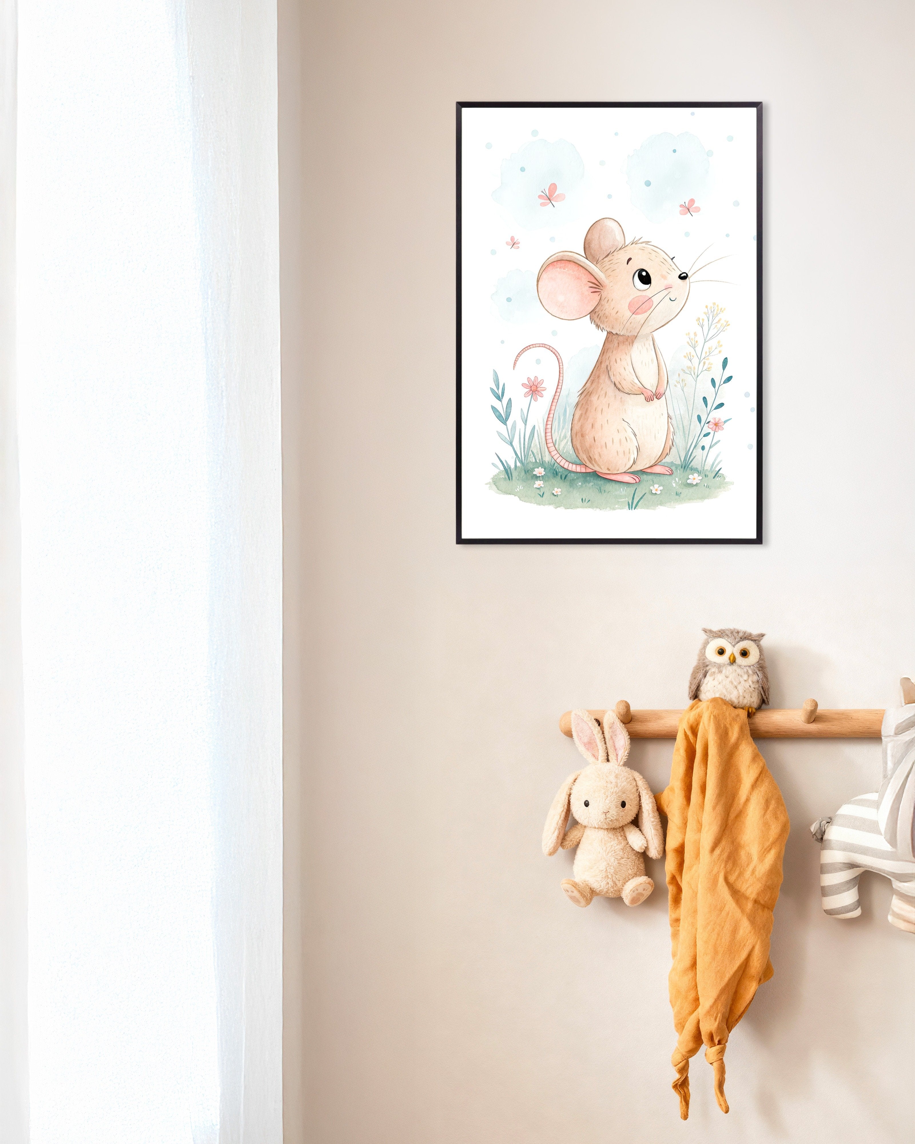 Poster of Mouse Poster – Nursery Wall Art, with metal frame