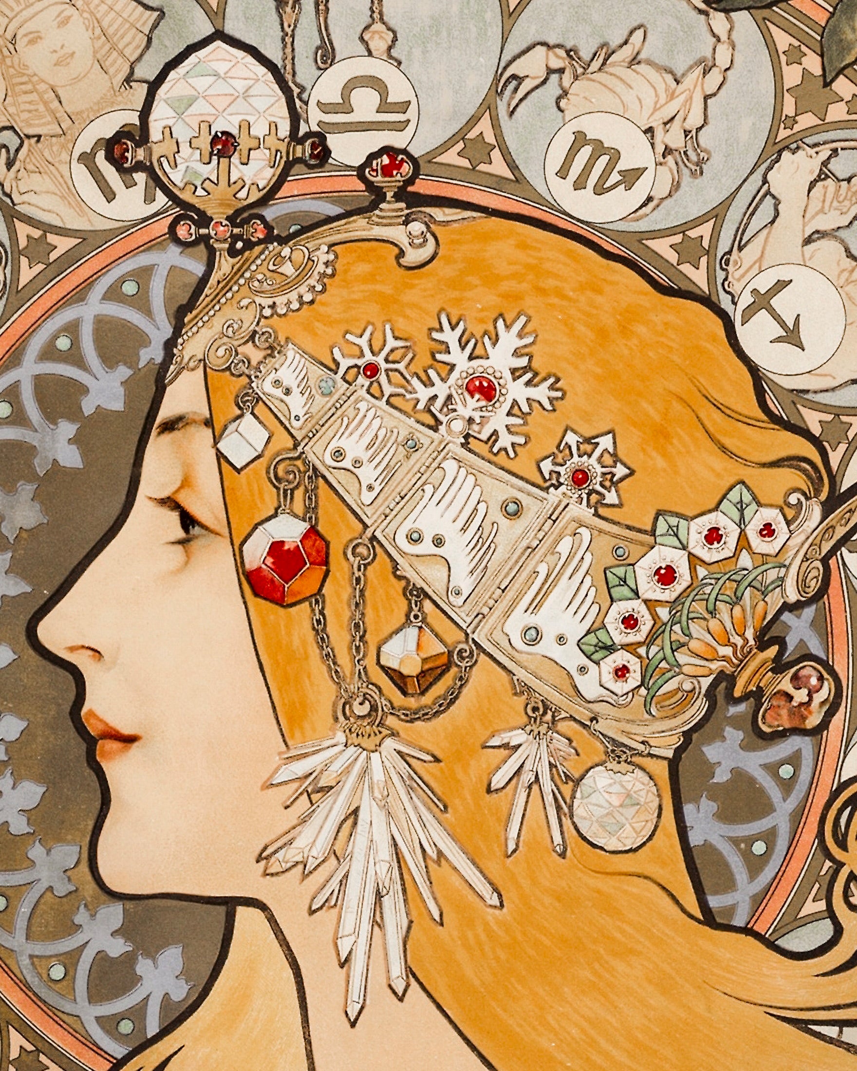Alfons Mucha, Zodiaque of La Plume (ca. 1896-1897) - Poster