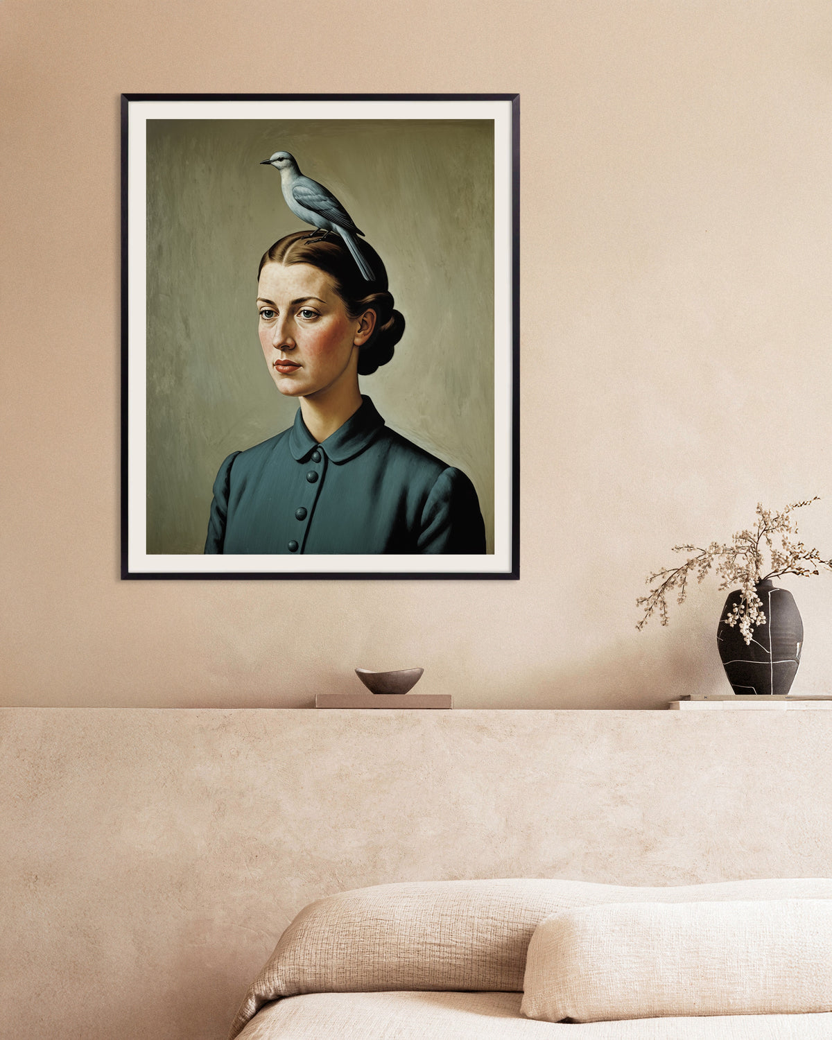 Poster Mijn gedachte is een vogel in een zwarte metalen lijst