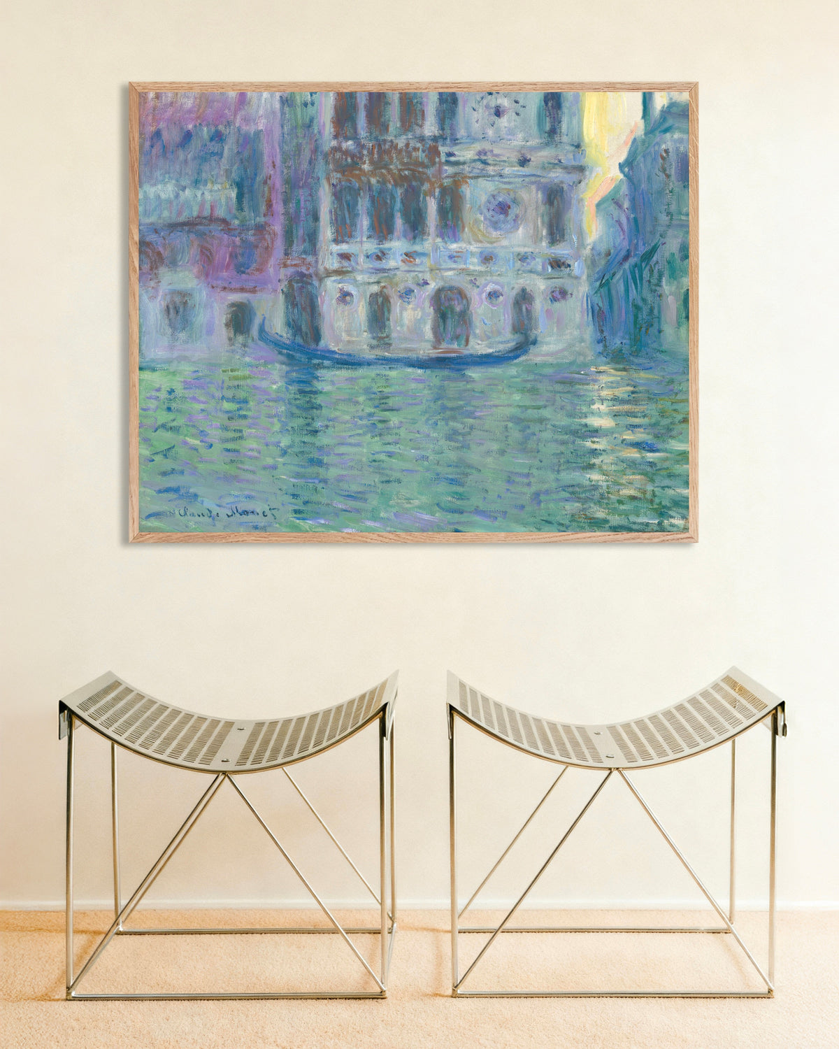 Poster Palazzo Dario (1908) van Claude Monet met naturel houten lijst