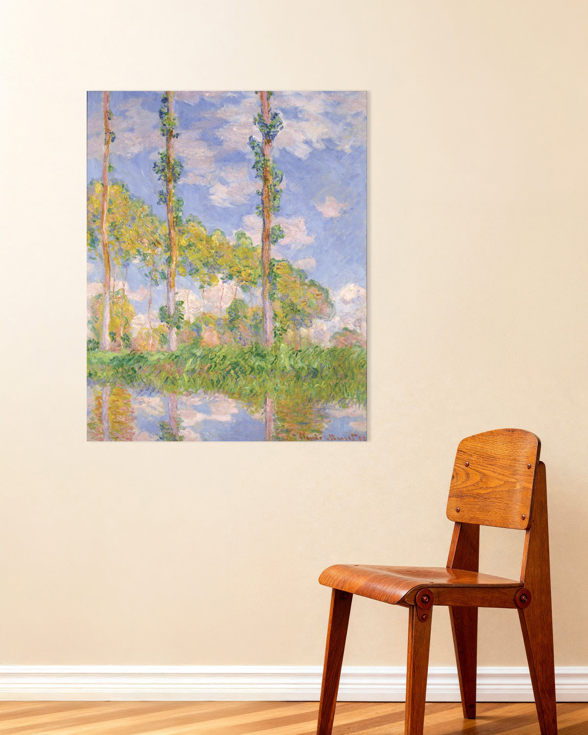 Poster Populieren in de zon (1891) van Claude Monet